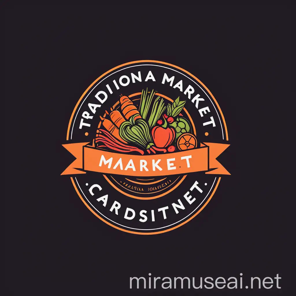 Traditional Market Logo Design with Vibrant Colors and Cultural Elements