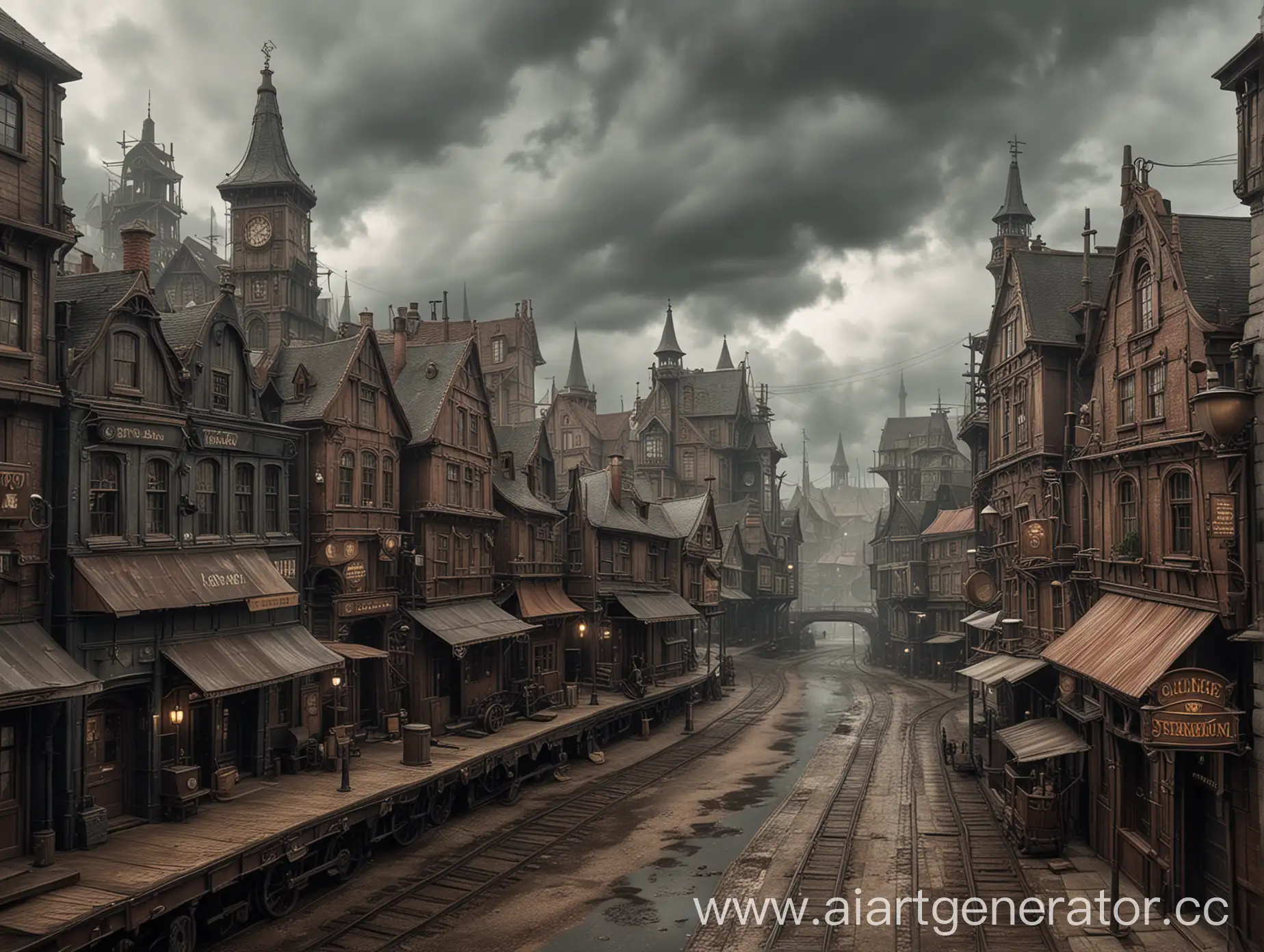 A gloomy little steampunk town