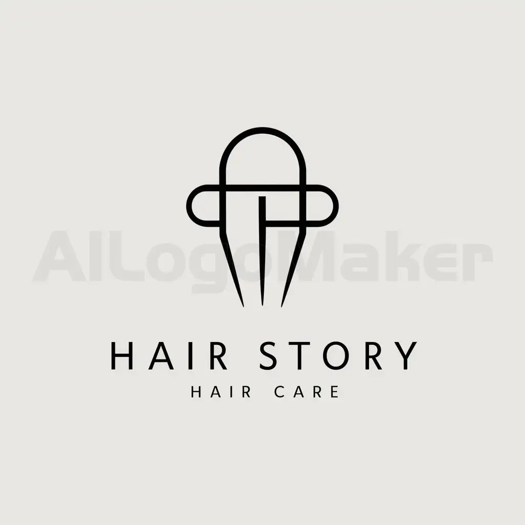 a logo design,with the text "Hair story", main symbol:tou fa,Minimalistic,be used in Retail industry,clear background