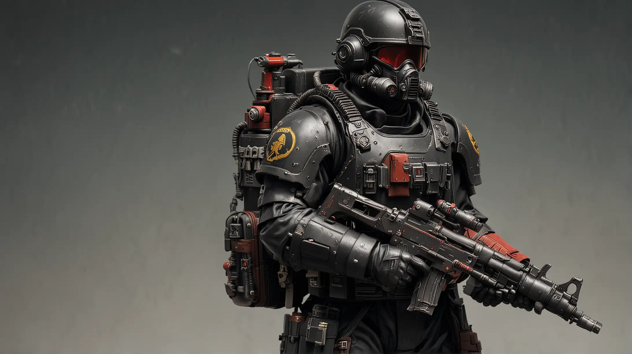 Imperial Guard Soldier in Closed Environment Suit with SMG