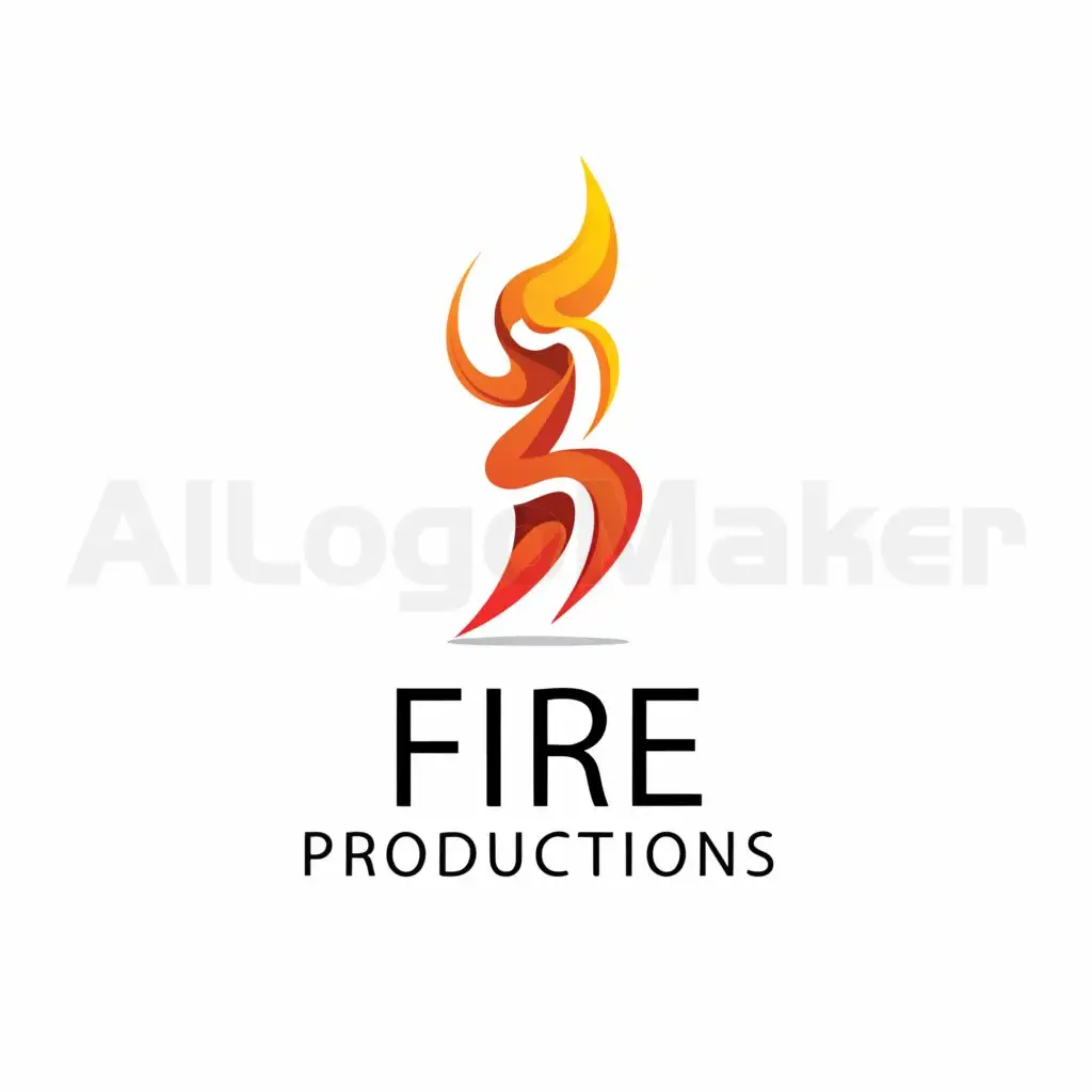 a logo design,with the text "Fire Productions", main symbol:Fire and woman dancing,complex,be used in Entertainment industry,clear background