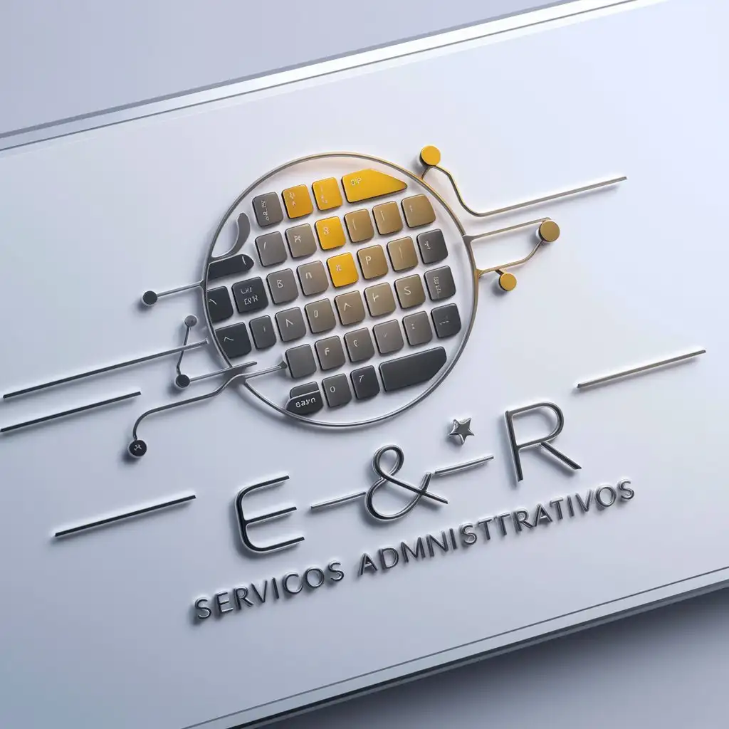 a logo design,with the text "E&R Serviços Administrativos", main symbol:round keyboard,complex,be used in Internet industry,clear background