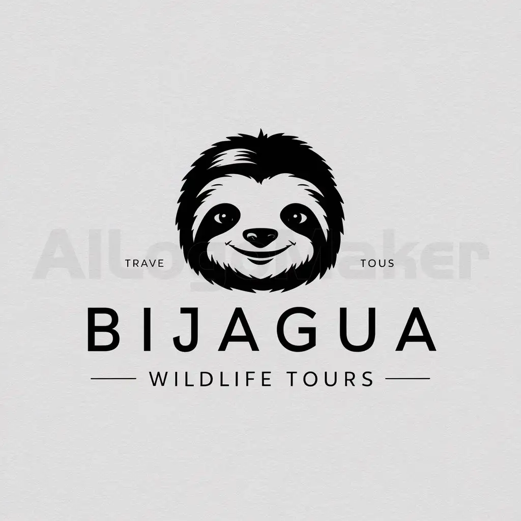 a logo design,with the text "Bijagua Wildlife Tours", main symbol:Sloth,Moderate,be used in Travel industry,clear background