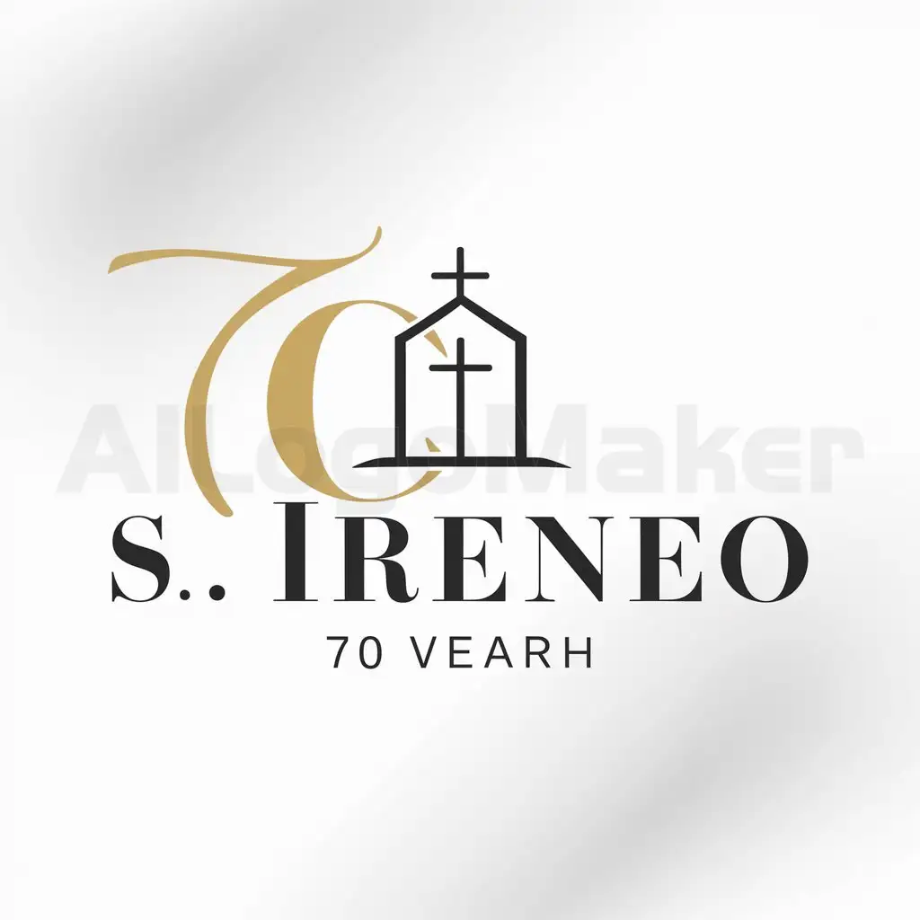 LOGO-Design-For-S-Ireneo-70-Anni-Serene-Church-Symbol-on-Clear-Background