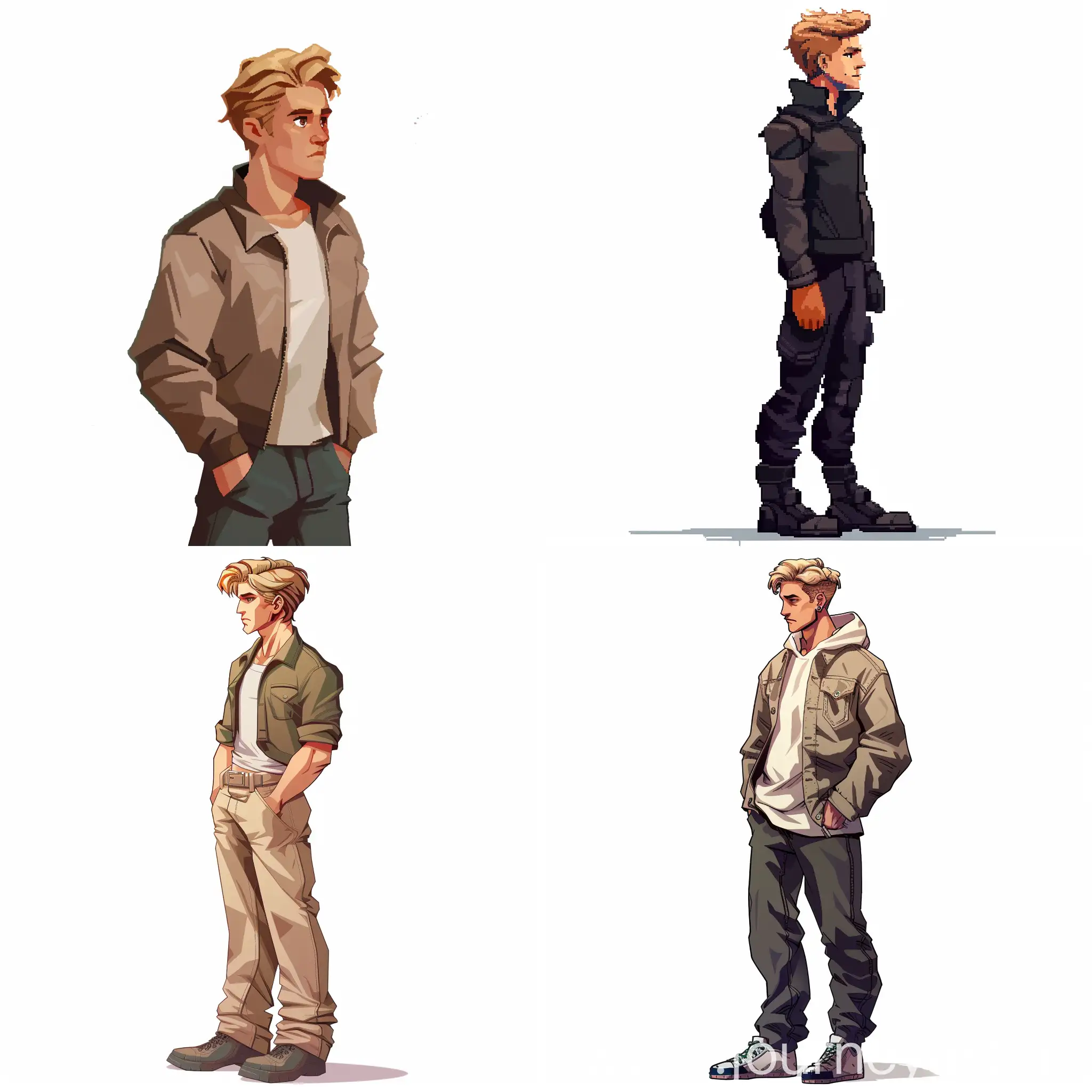 Futuristic-Pixel-Art-Character-FairHaired-Man-in-Tight-Clothes-Side-View