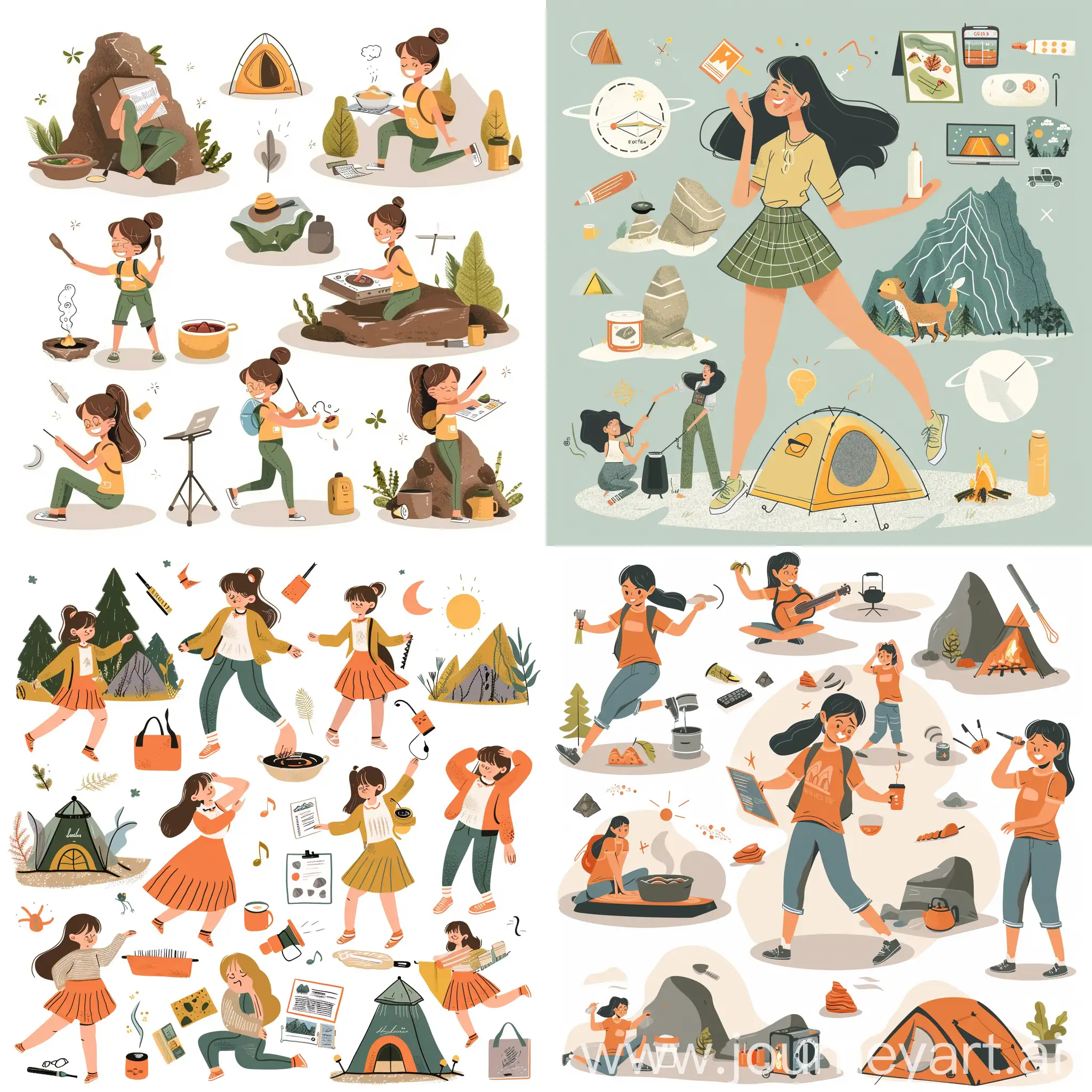 Multitasking-Young-Girl-Geology-Dance-Cooking-Camping-Graphic-Design-and-Singing