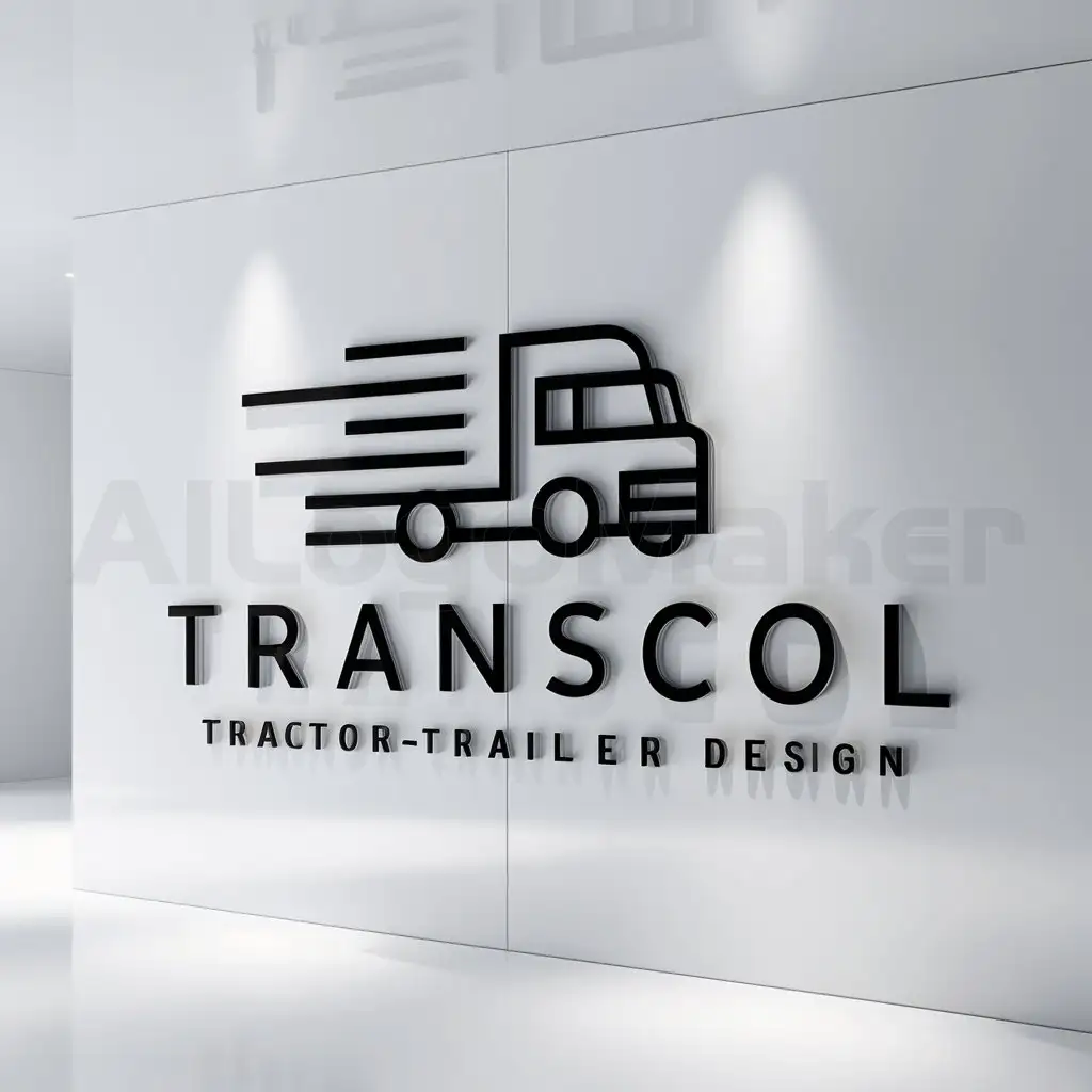 a logo design,with the text "TRANSCOL", main symbol:TRACTO CAMION,Minimalistic,clear background