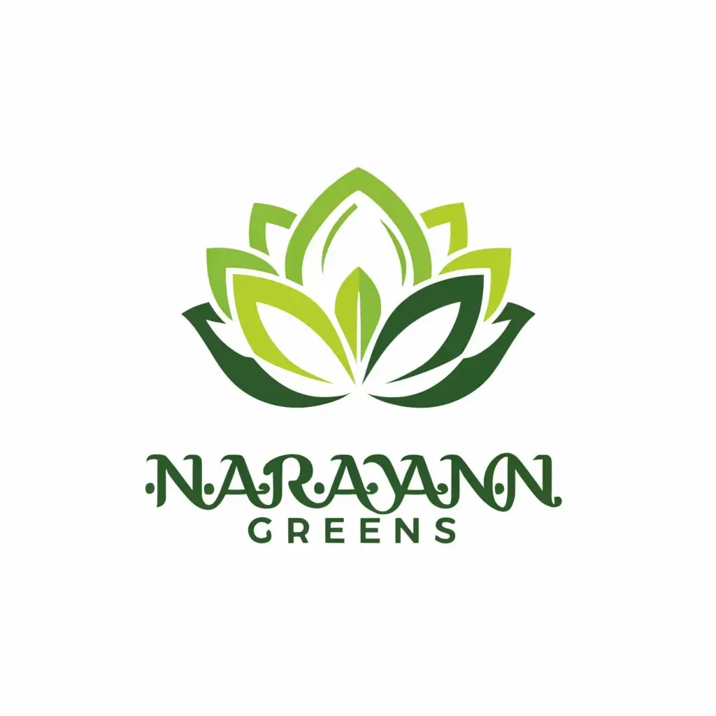 a logo design,with the text "Narayana Greens", main symbol:lotus flower,Moderate,clear background