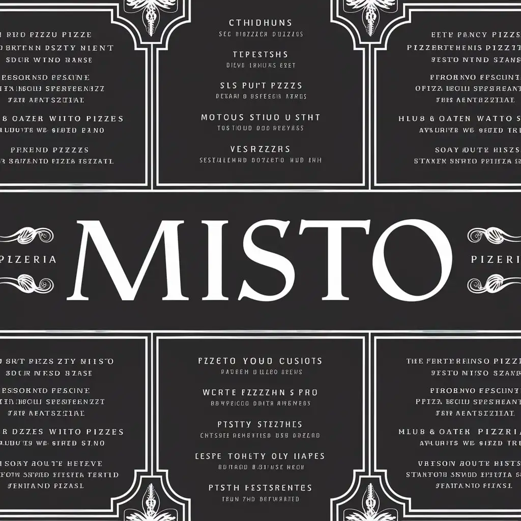 Misto Pizzeria, Pizza menu Template ,elegant restaurant menu, clean restaurant menu, fancy restaurant menu, modern menu, Antique menu, engineering, Black and white background