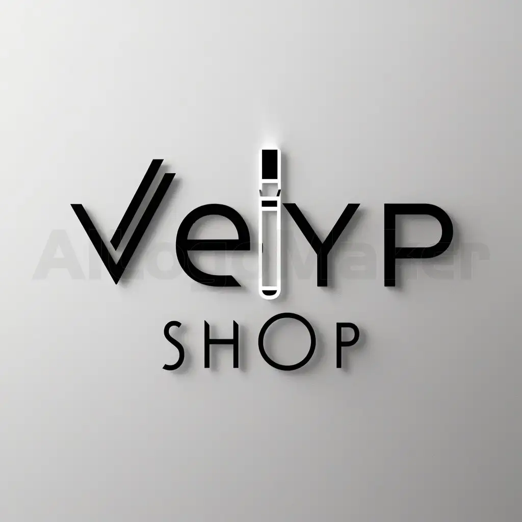 a logo design,with the text "veyp shop", main symbol:electronic cigarette,Minimalistic,be used in Others industry,clear background