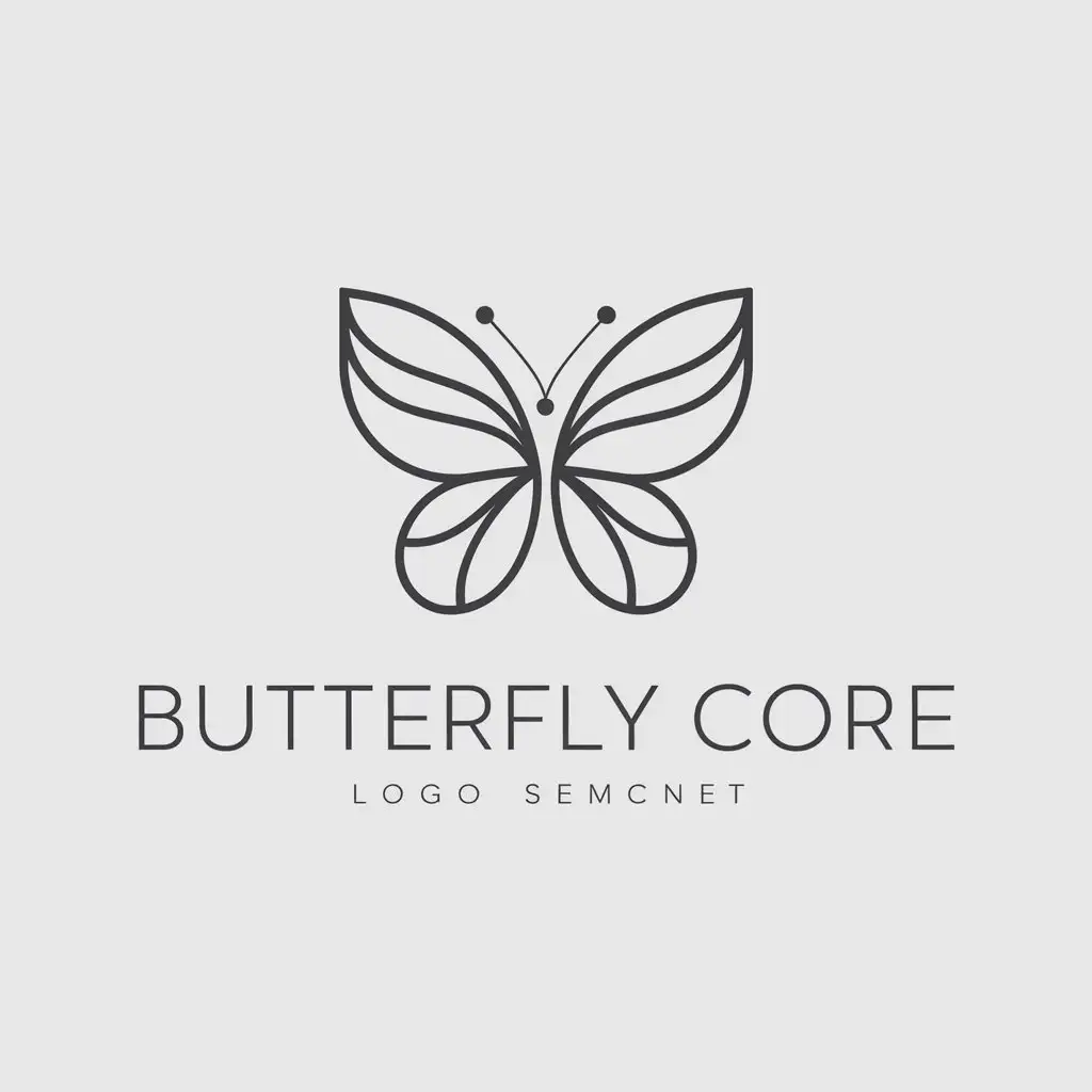 a logo design,with the text "butterfly core", main symbol:use geometric curves to draw the outline of a butterfly,Minimalistic,be used in Technology industry,clear background