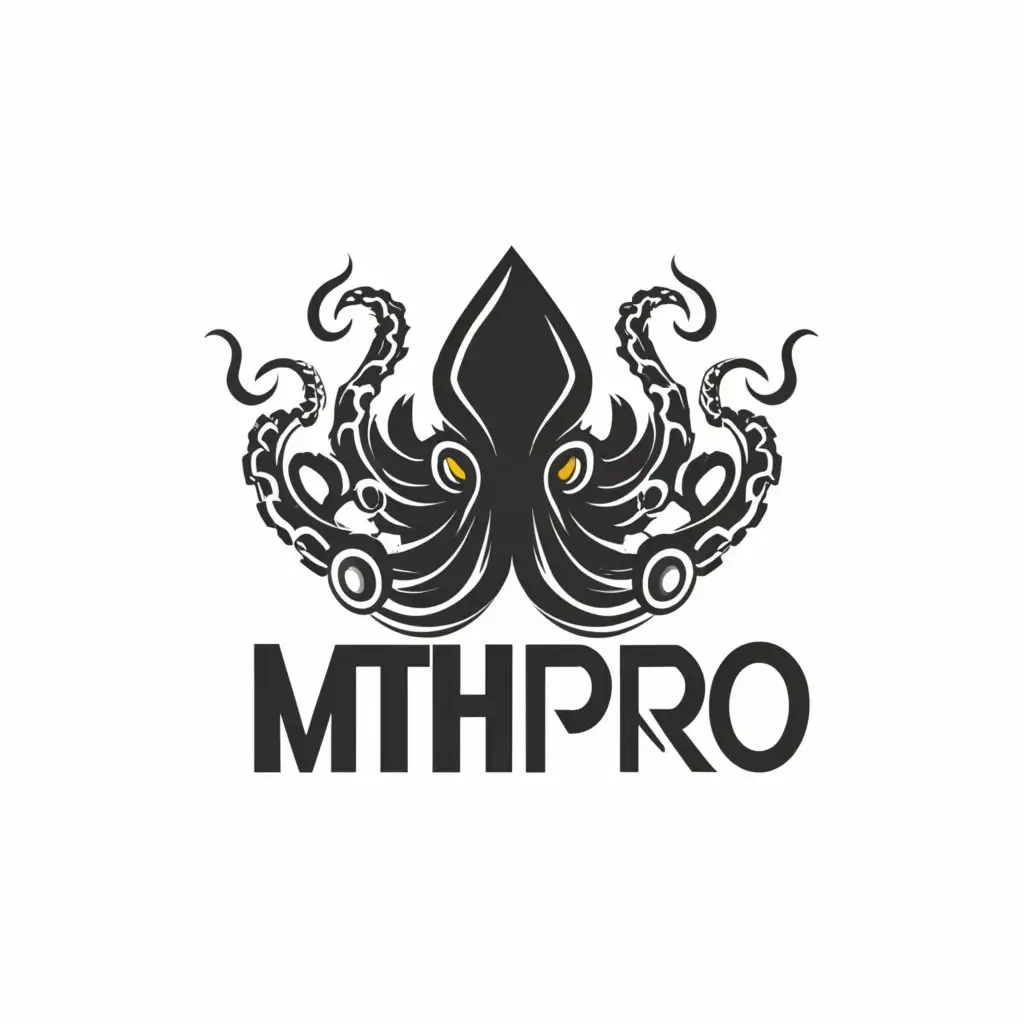a logo design,with the text "mthpro", main symbol:main symbol should be a prominent and aggressive looking octopusy,Moderate,be used in Technology industry,clear background