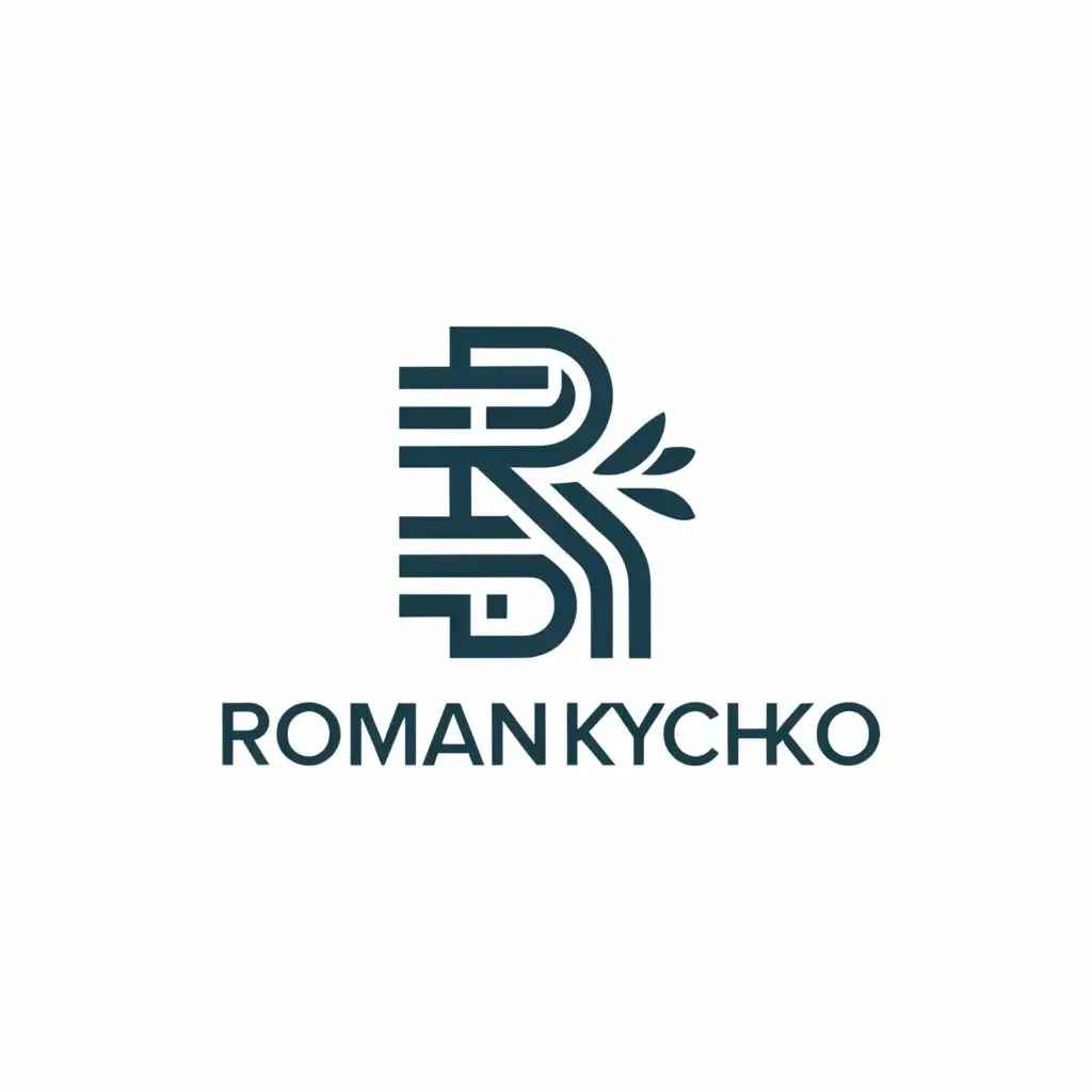 a logo design,with the text "Roman Kychko", main symbol:initials and feather,Moderate,be used in Others industry,clear background