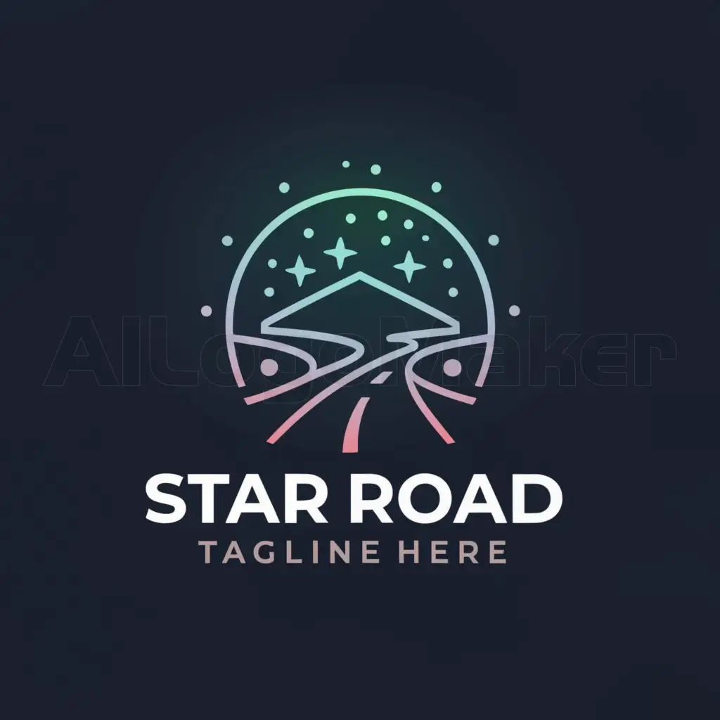 a logo design,with the text "Star Road", main symbol:Starry sky
Road
,Minimalistic,clear background