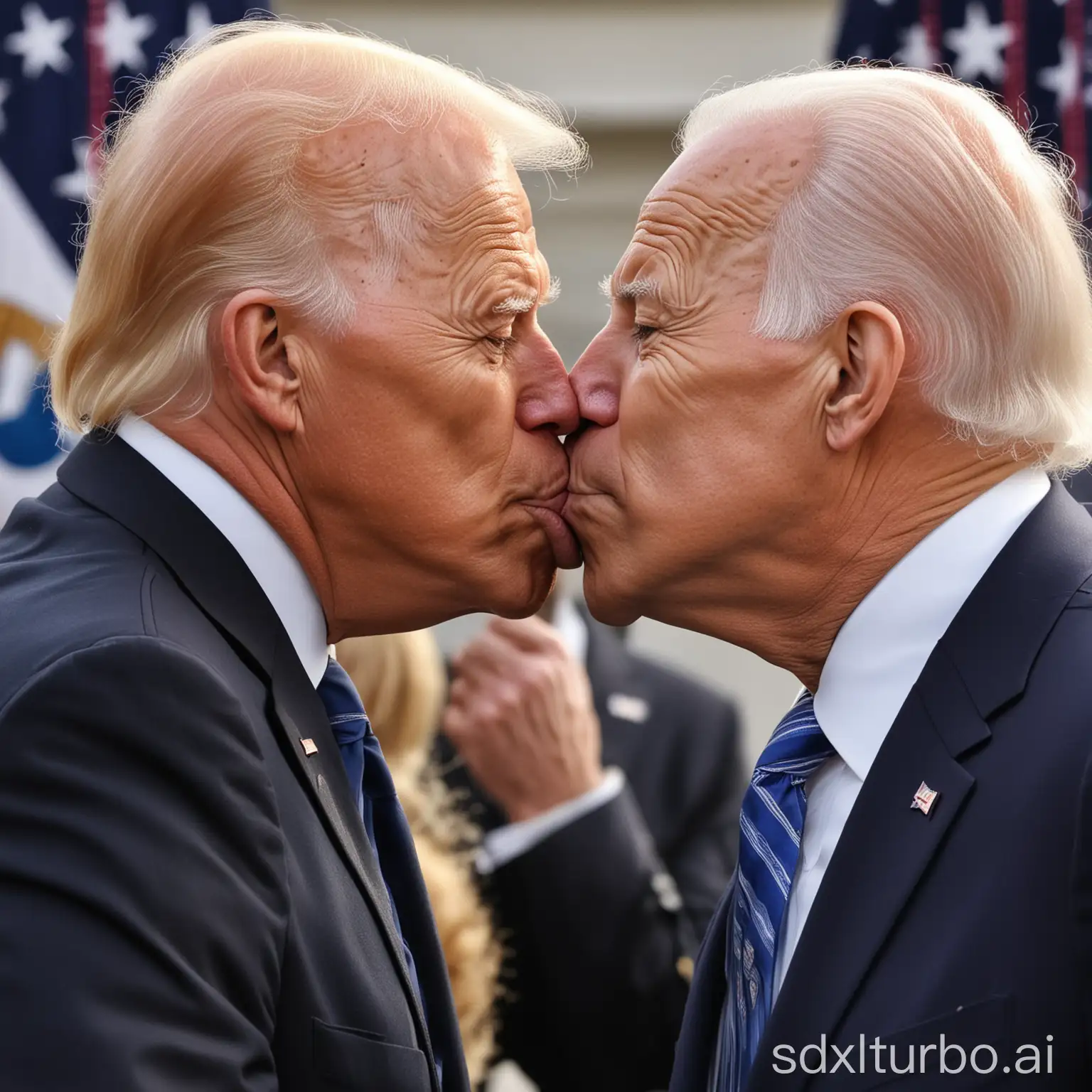 Biden and Trump kiss