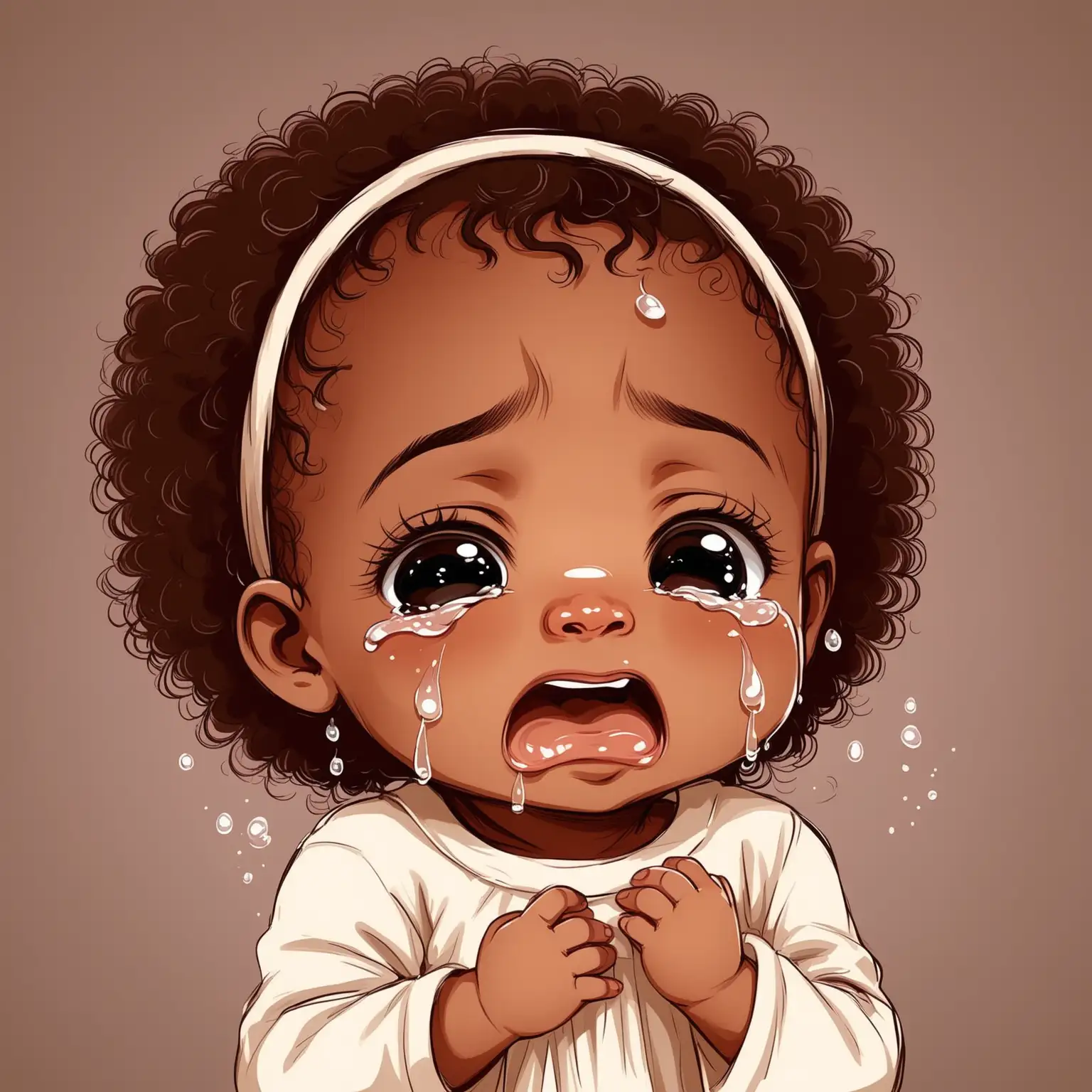 Cute African American Baby Girl Crying with Vector Illustration
