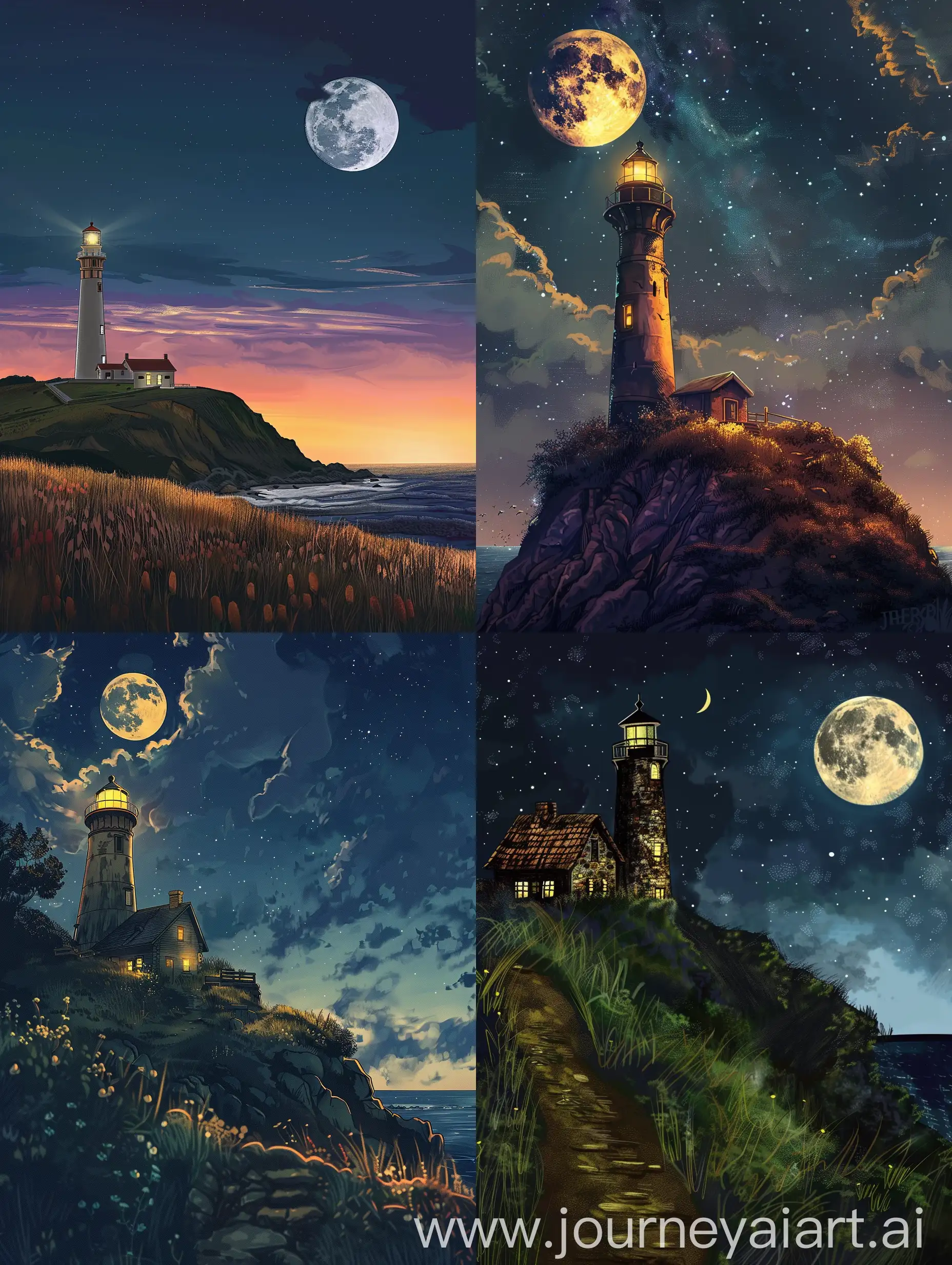 Moonlit-Lighthouse-on-Hill-Serene-Anime-Night-Sky-Art