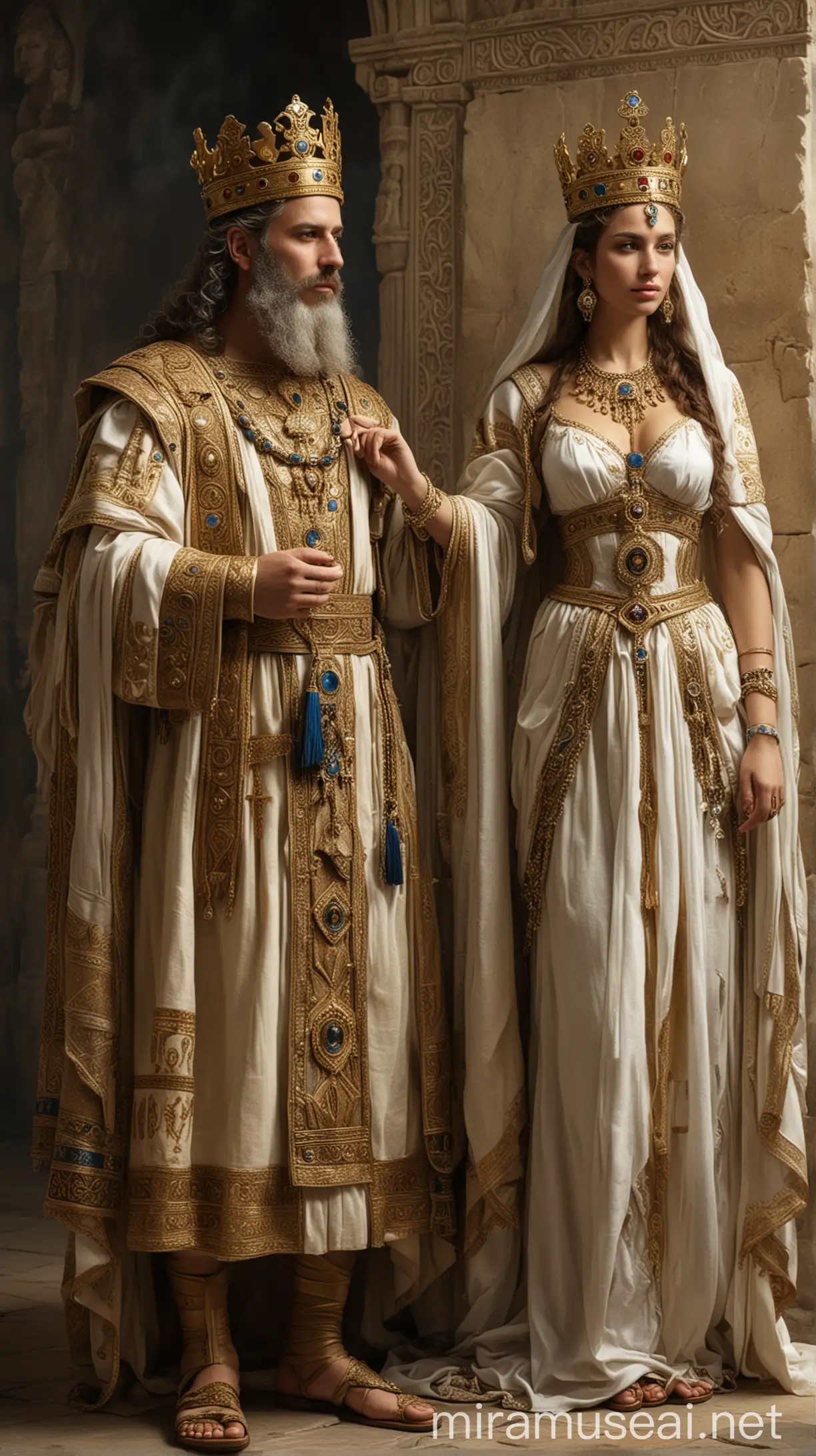 Ancient Jewish King and Queen in Royal Attire