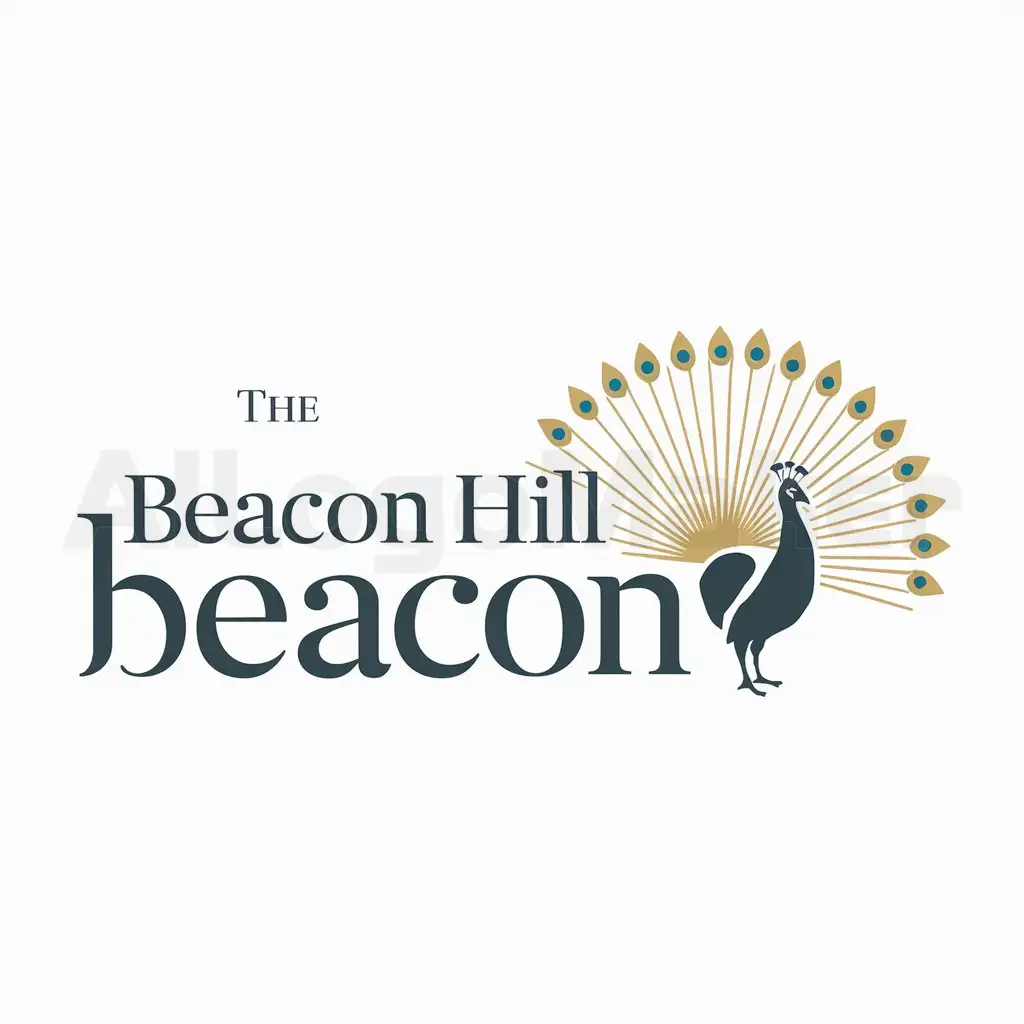 a logo design,with the text "The Beacon Hill Beacon", main symbol:Newspaper company logo. A peackock.,Minimalistic,clear background