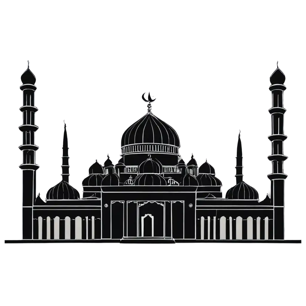 vektor masjid hitam