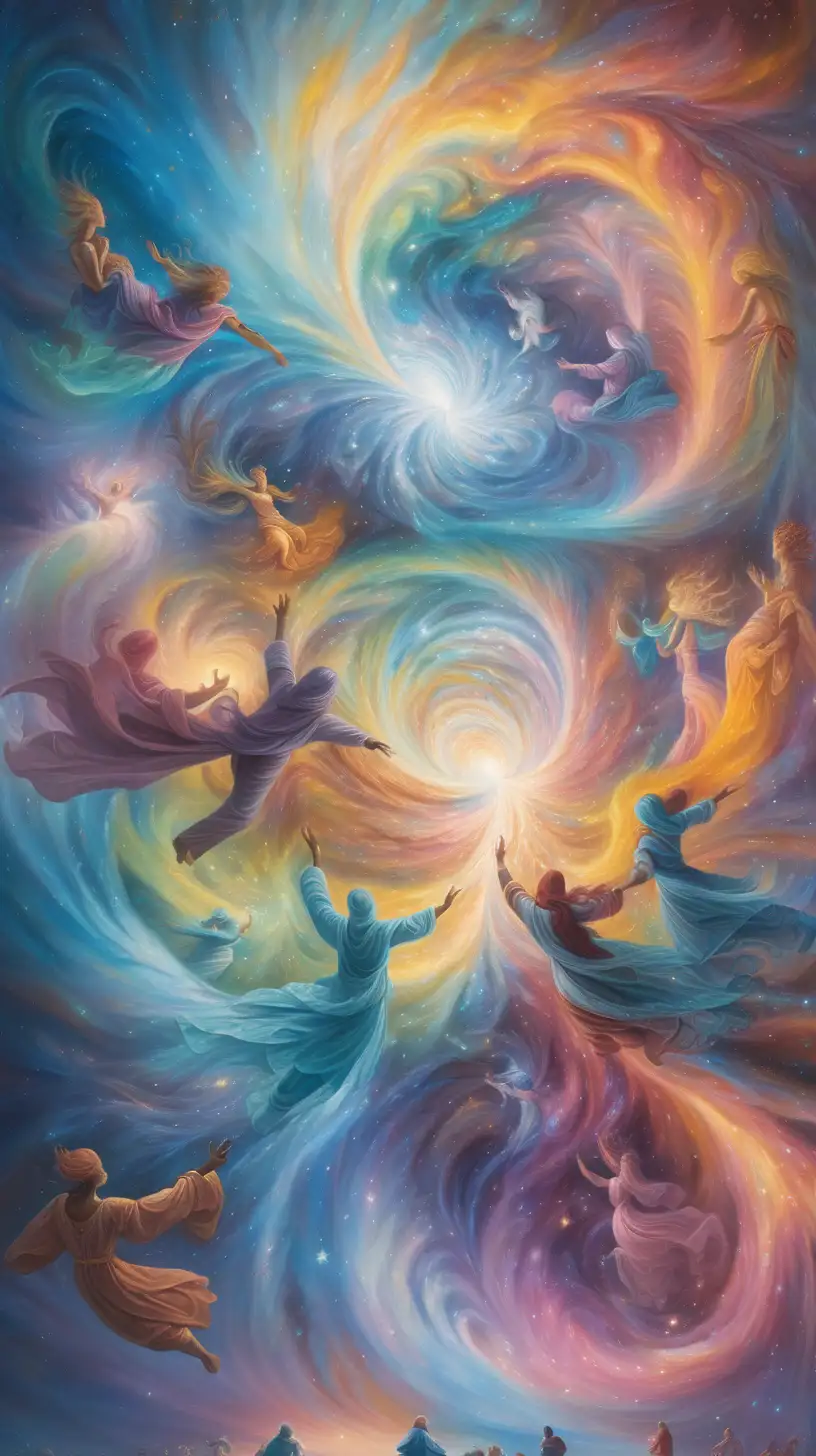 Ethereal Swirling Nebula with Reaching HumanLike Figures