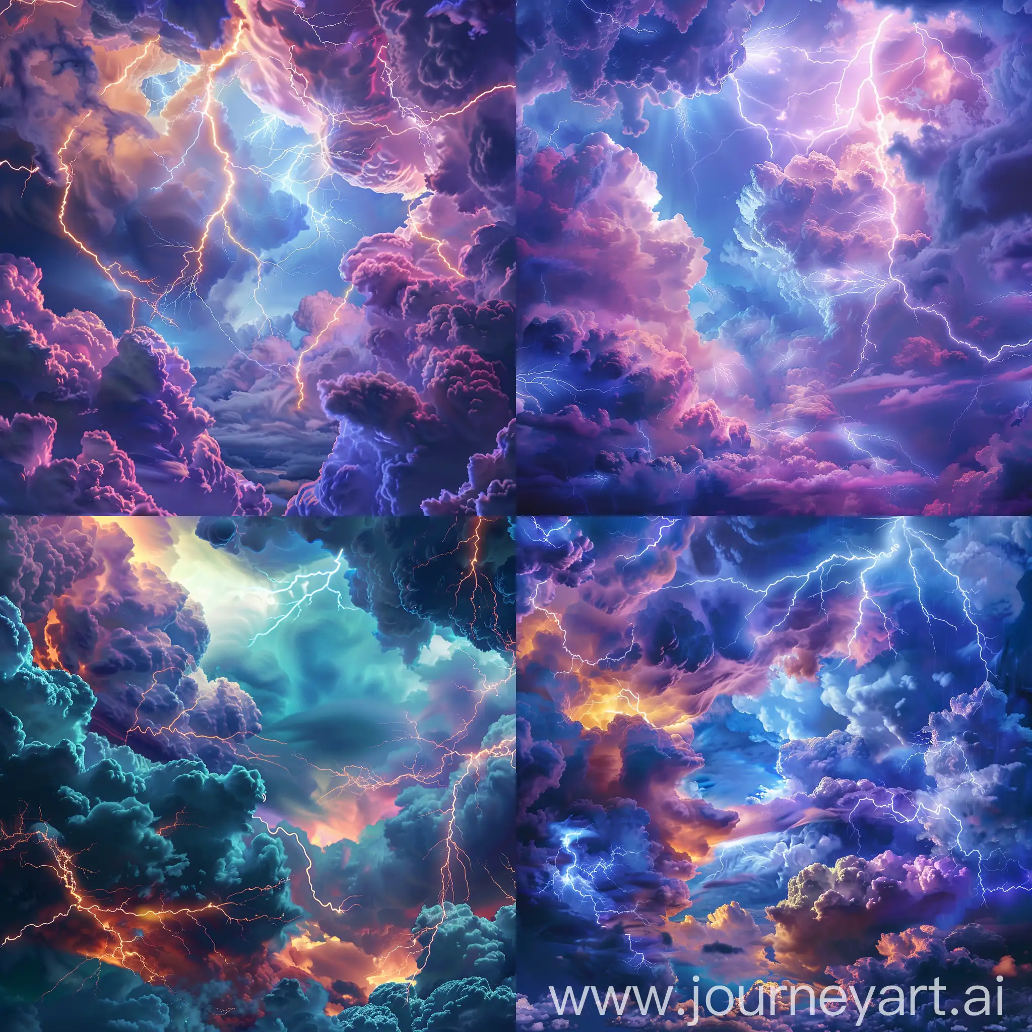 A sky with thunder and lightning clouds, doomsday sky, high quality, CG, ultra-high details