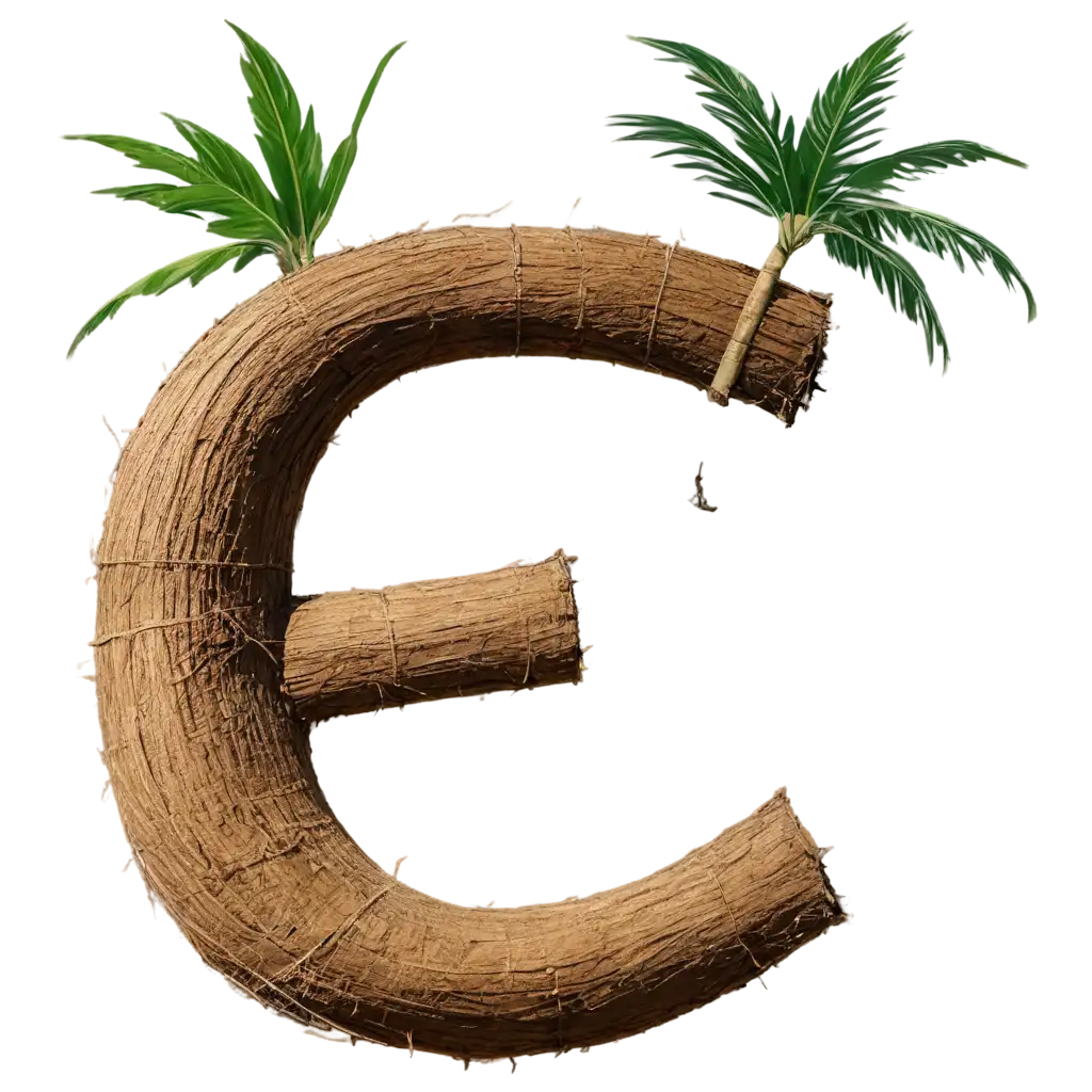 Coconut-Tree-Trunk-Shaped-Letter-E-PNG-Image-Creative-Nature-Typography