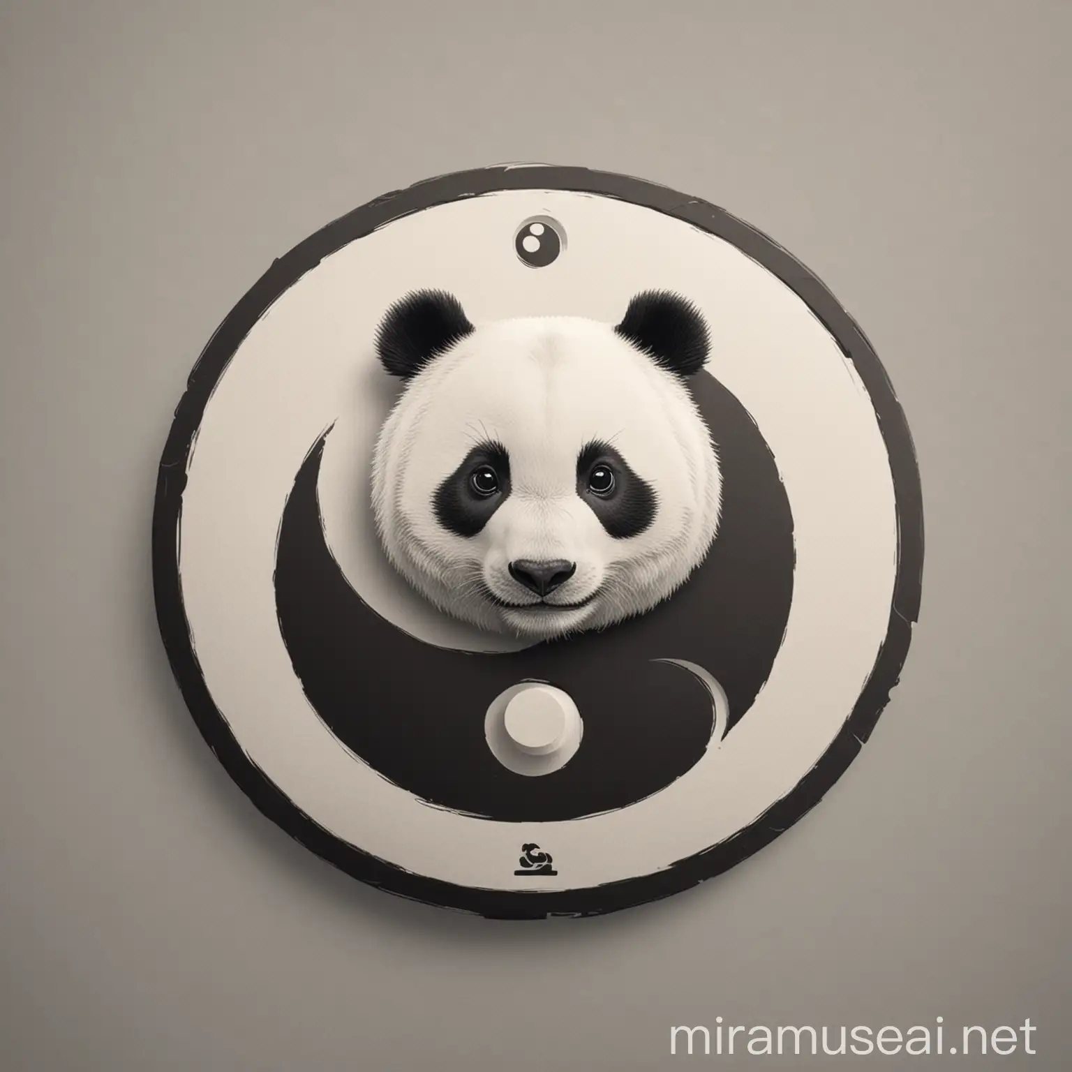 create a circular logo which contains a fusion of ying yang and panda.