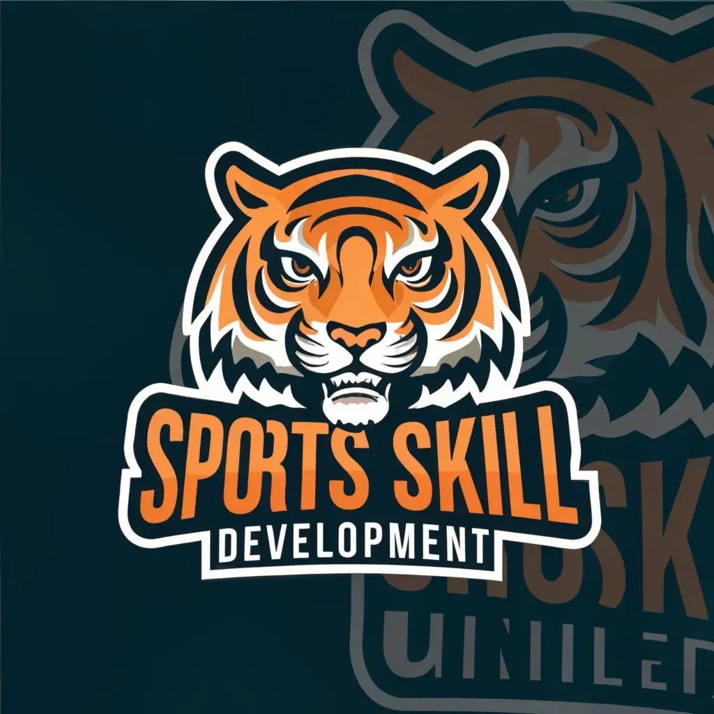 a logo design,with the text "sports skill development", main symbol:tiger,Moderate,clear background