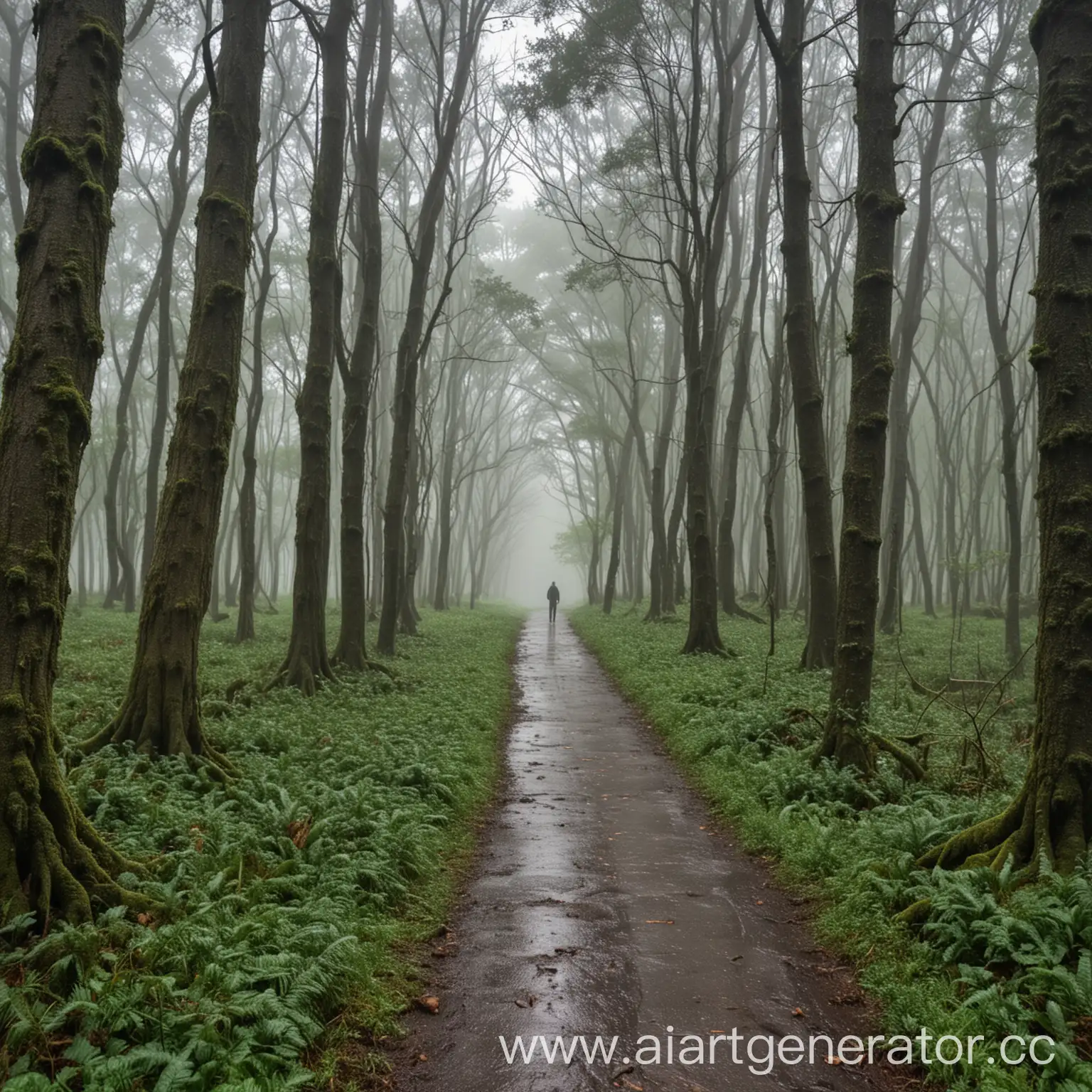 Solitary-Walk-in-Rainy-Woodland