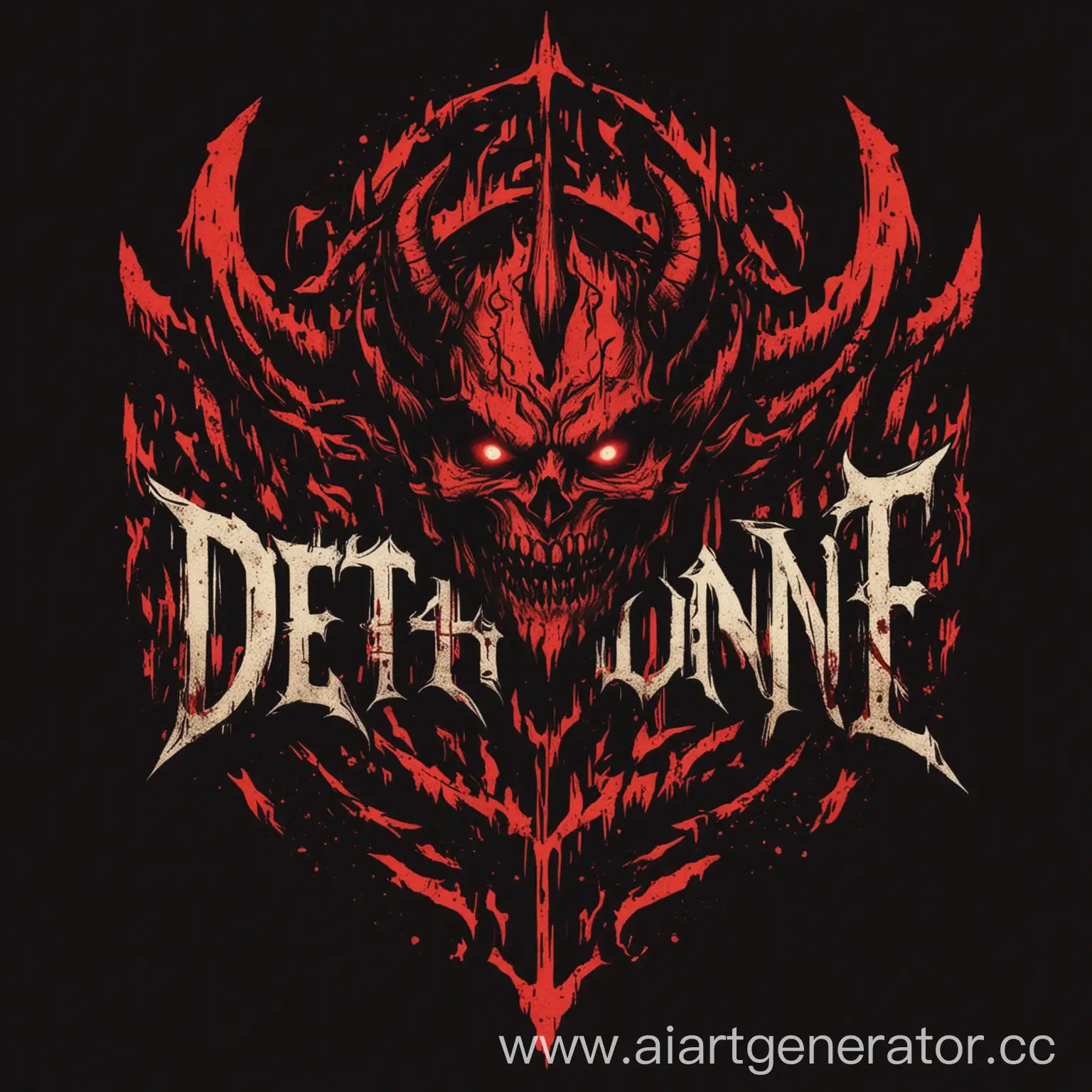 DETHRONE, логотип гильдии, черный и красный, демон, ярость, брутальность