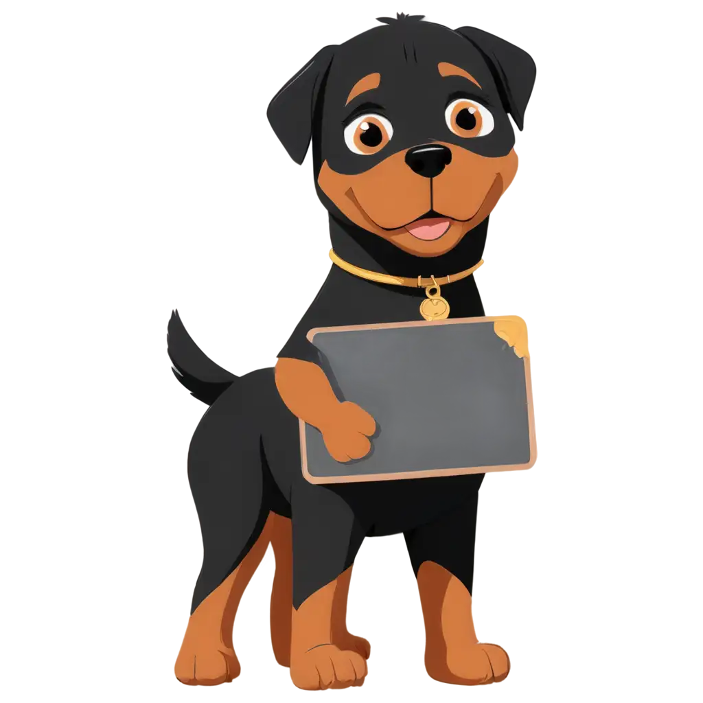 Cute-Cartoon-Rottweiler-Holding-a-Board-PNG-Image-Playful-Character-Design-for-Versatile-Online-Use
