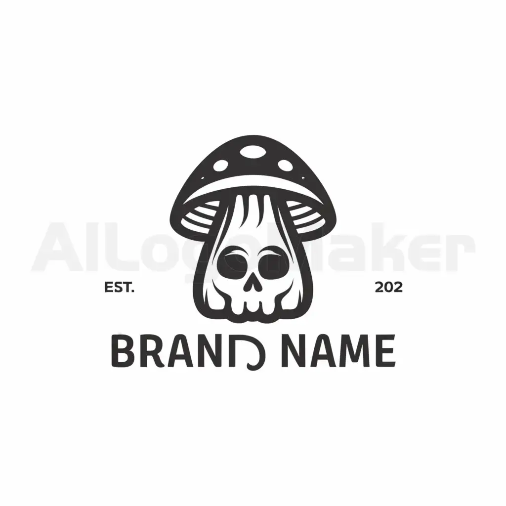 a logo design,with the text "Brandname", main symbol:Mushroom skull,Minimalistic,be used in Animals Pets industry,clear background
