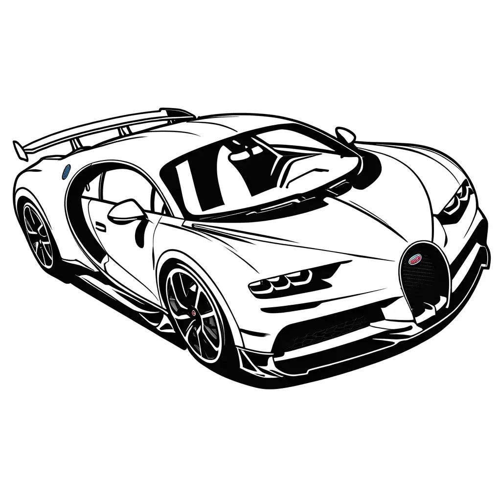Bugatti Chiron Super Sport 300+  coloring page, Coloring Page, black and white, line art, white background, Simplicity, Ample White Space. The background of the coloring page is plain white to make it easy for young children to color within the lines. The outlines of all the subjects are easy to distinguish, making it simple for kids to color without too much difficulty