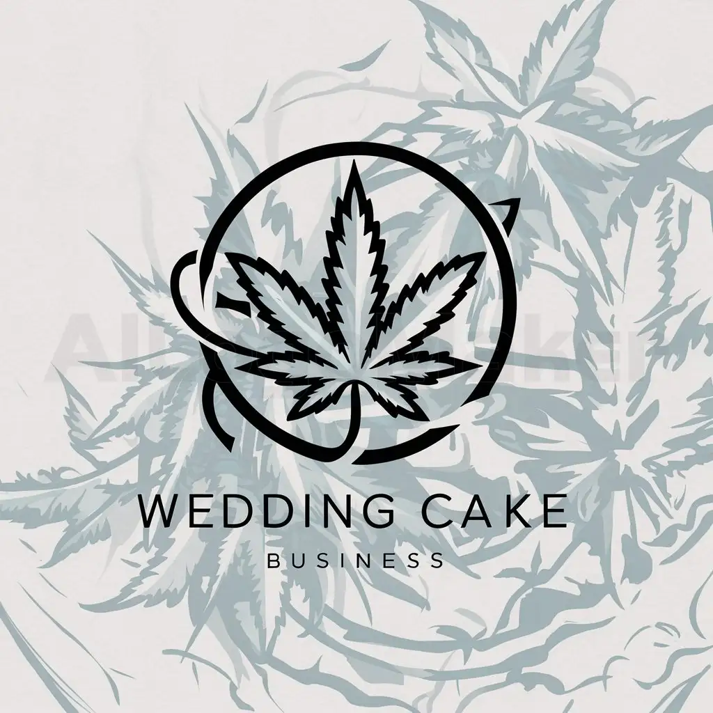 a logo design,with the text "wedding cake ", main symbol:Weed leaf with circle,complex,be used in Others industry,clear background