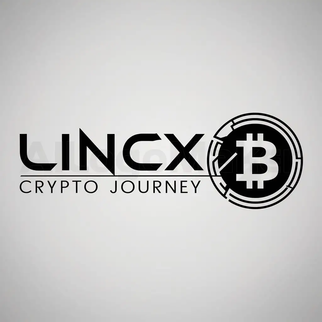 a logo design,with the text "Lincx Crypto Journey", main symbol:Bitcoin,complex,be used in Technology industry,clear background