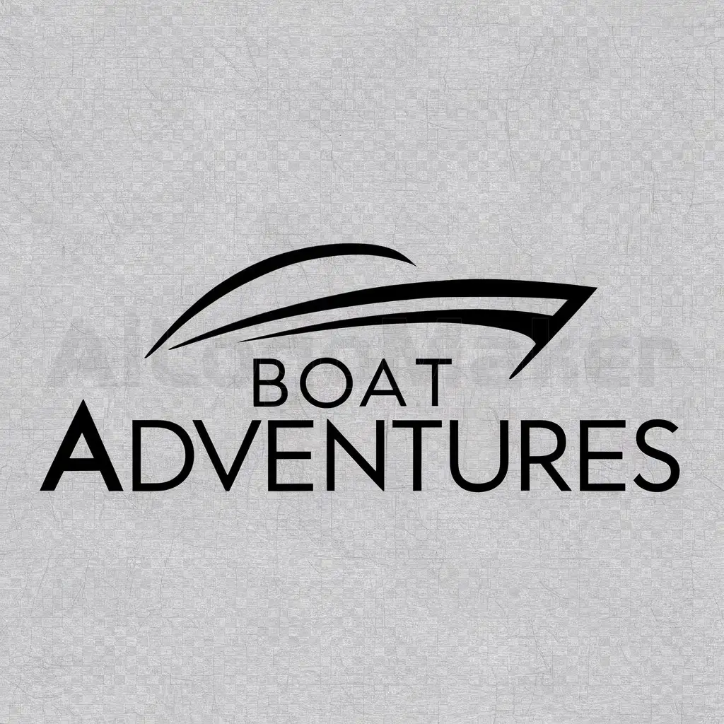 a logo design,with the text "boat adventures", main symbol:a boat,Moderate,be used in Travel industry,clear background