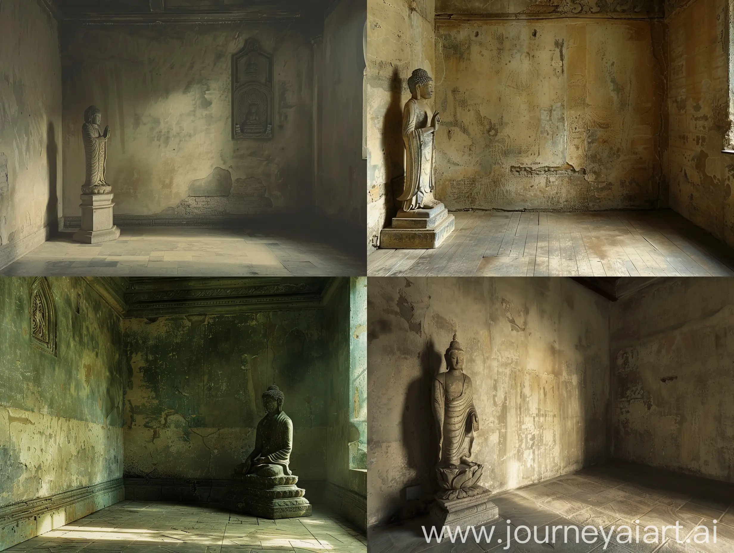 Serene-Ancient-Room-with-Bodhisattva-Ksitigarbha-Statue