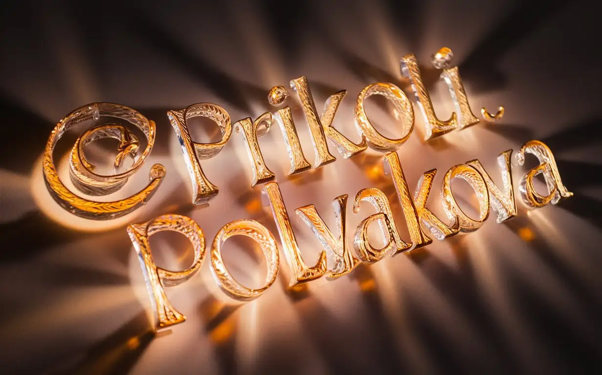 grandi lettere fatte di vetro, "@Prikoli_Polyakova"