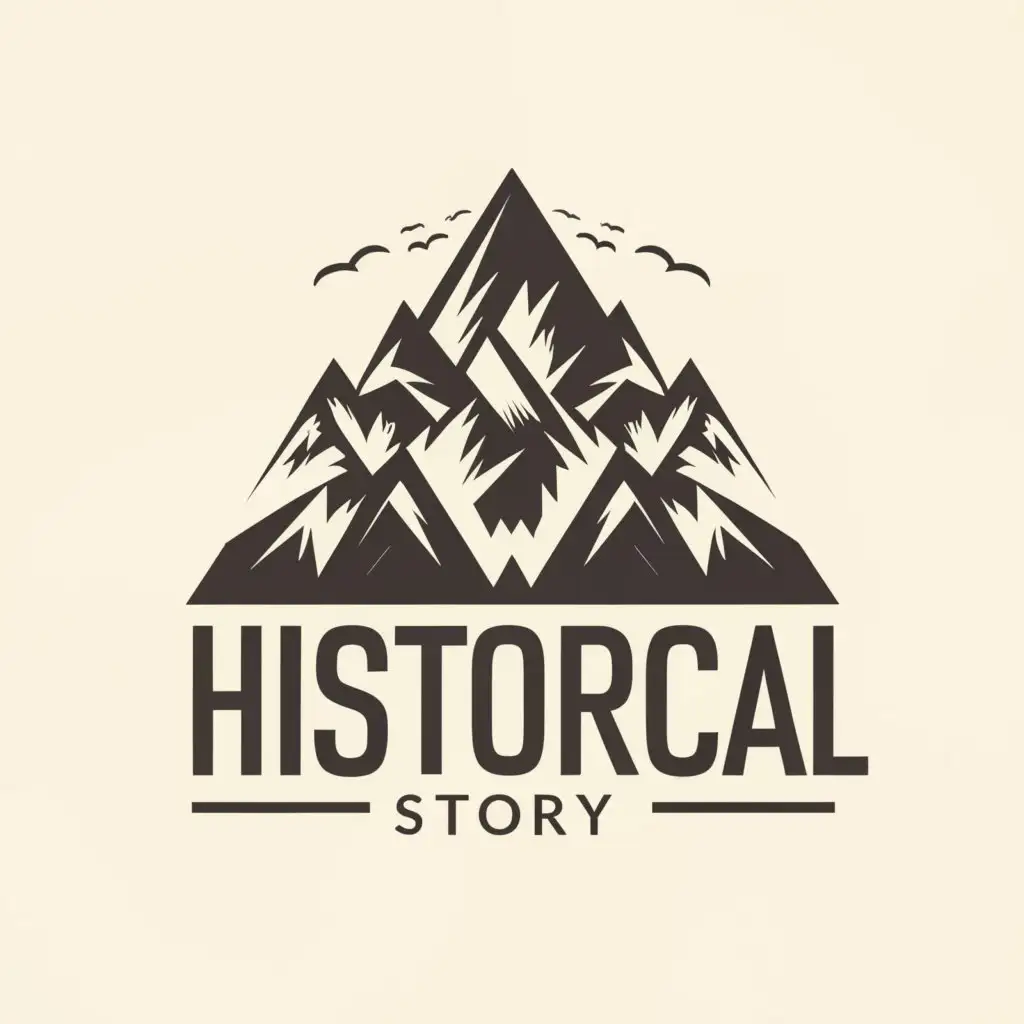 a logo design,with the text "Historical story", main symbol:mountain mountain,complex,be used in Travel industry,clear background