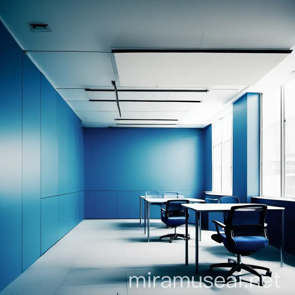  Administration interior using tonal layering blue color
