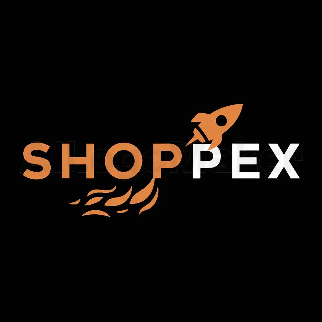 a logo design,with the text "Shoppex", main symbol:Rocket,Moderate,clear background