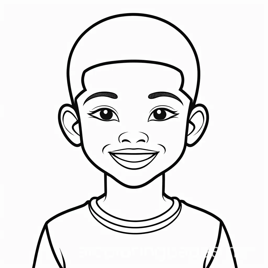 Happy-Black-American-Kid-Coloring-Page-Smiling-Child-Line-Art