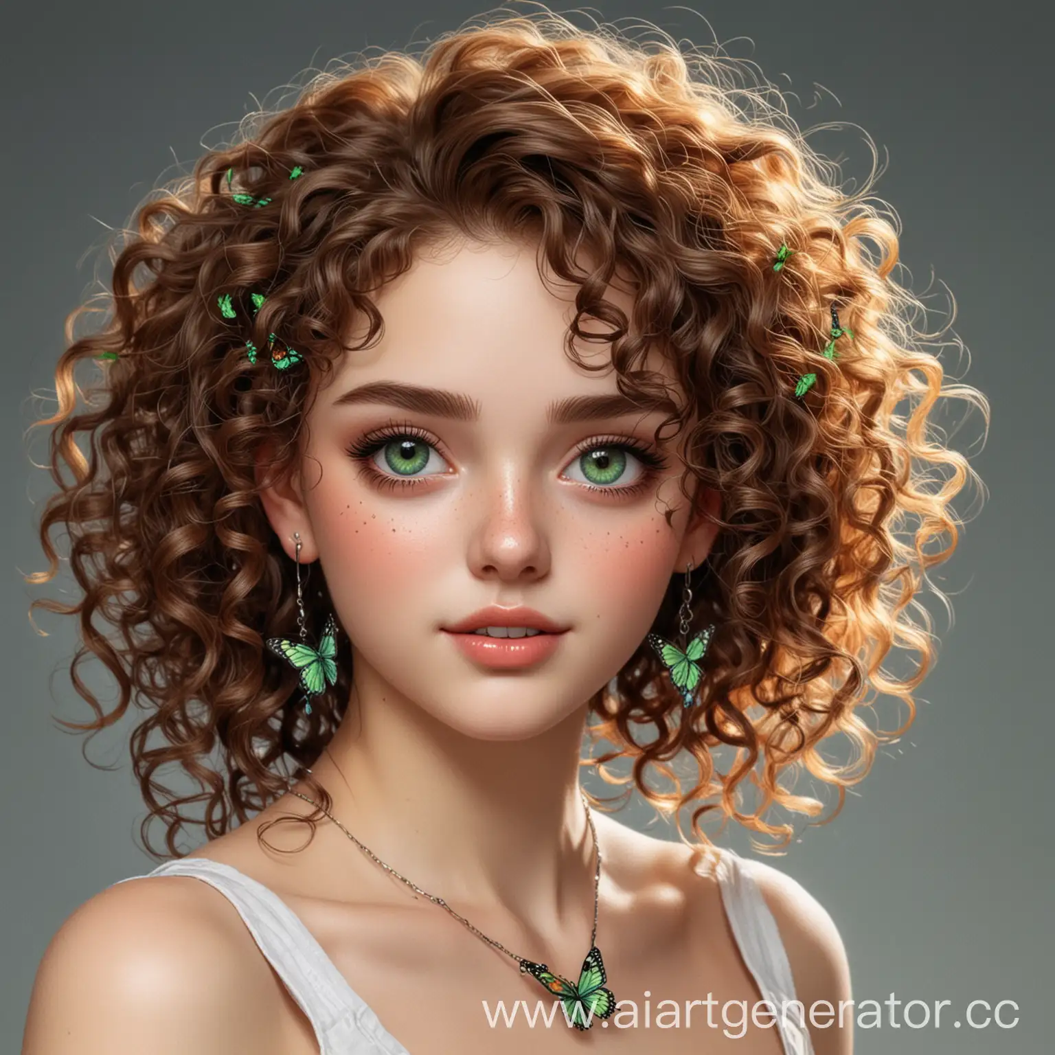 CurlyHaired-Girl-with-Butterfly-Earrings-and-Green-Eyes