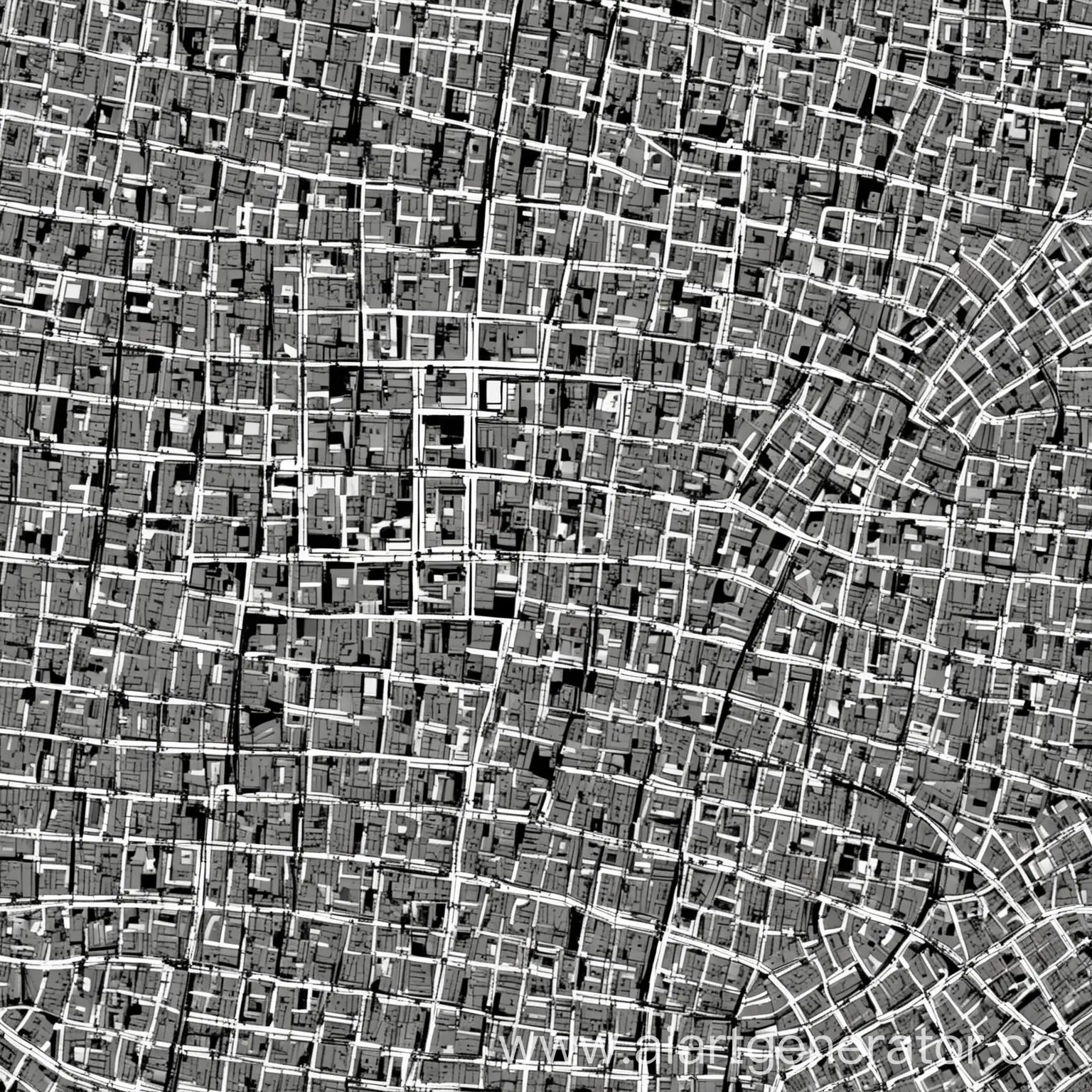 black and white map of the area of the city where houses are in the form of squares
