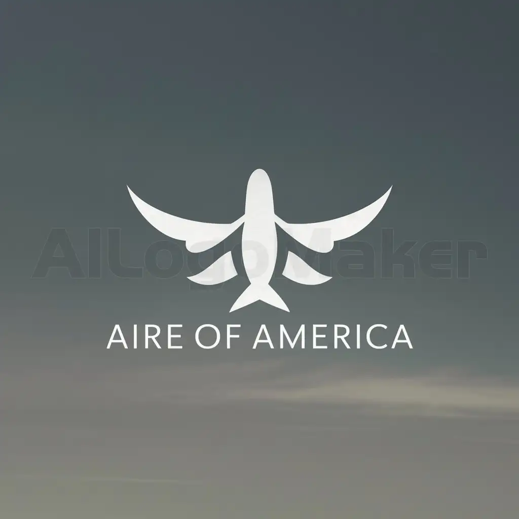 a logo design,with the text "Aire of America", main symbol:Create a logo for an airline with Semisimbolism, combining the logo of a dove with an airplane that can be used as such a semi-symbol,Moderate,clear background