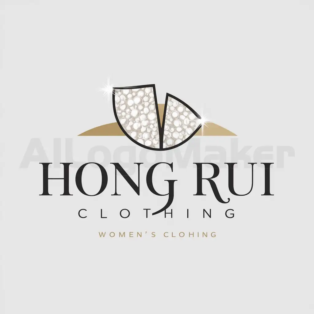 a logo design,with the text "HONG RUI CLOTHING", main symbol:pearl fragment, sparkle,Moderate,be used in women's clothing industry,clear background