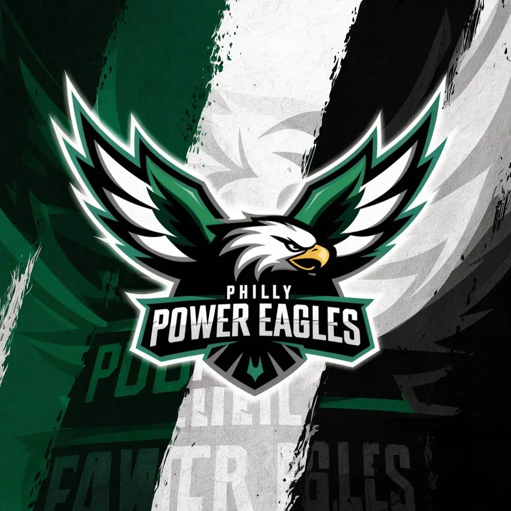 Philly-Power-Eagles-Fantasy-Football-Logo-in-Green-White-and-Black