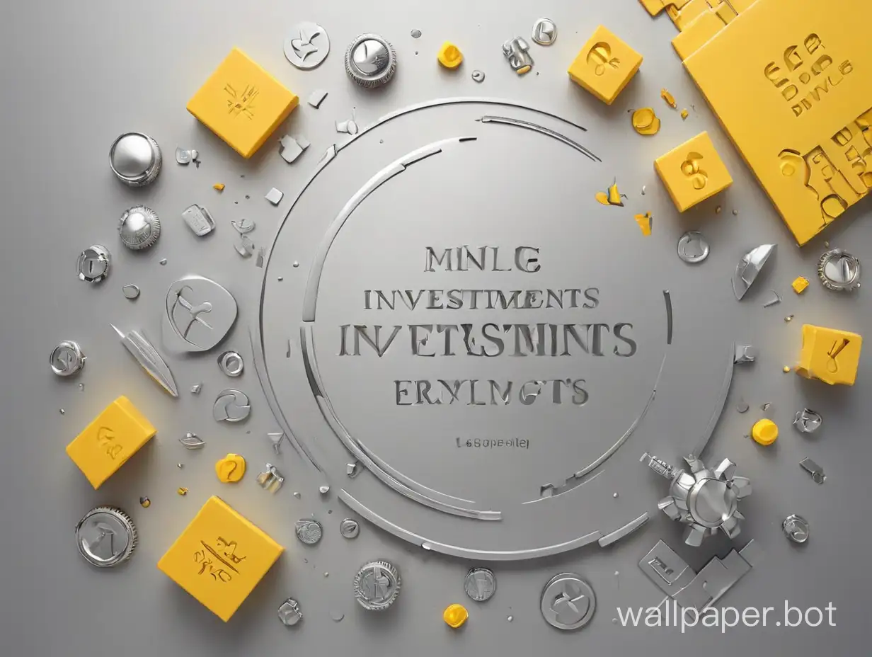 quote,  investments, yellow elements, graphics, silver background