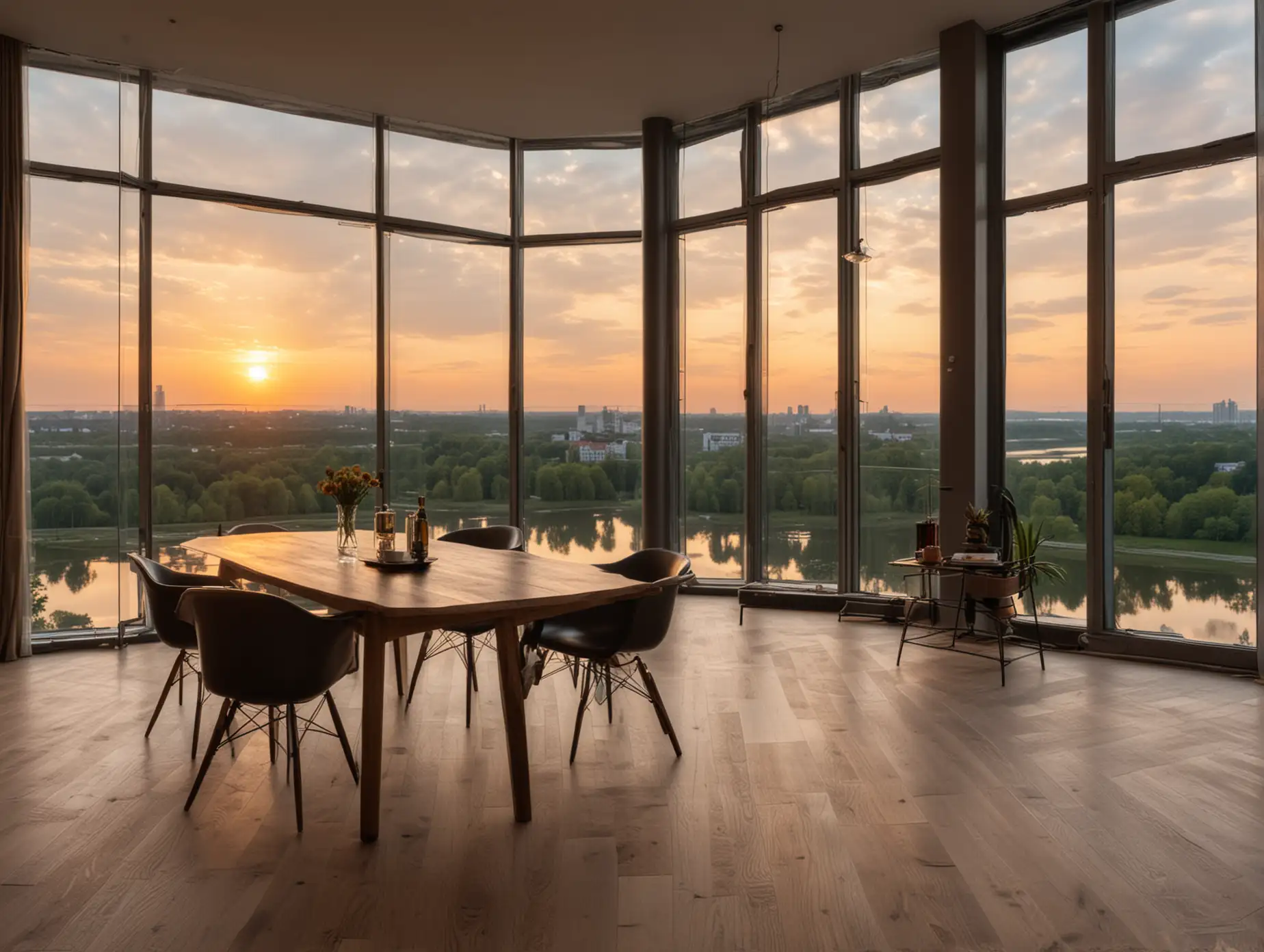 Modern-Penthouse-Interior-with-River-View-at-Sunset
